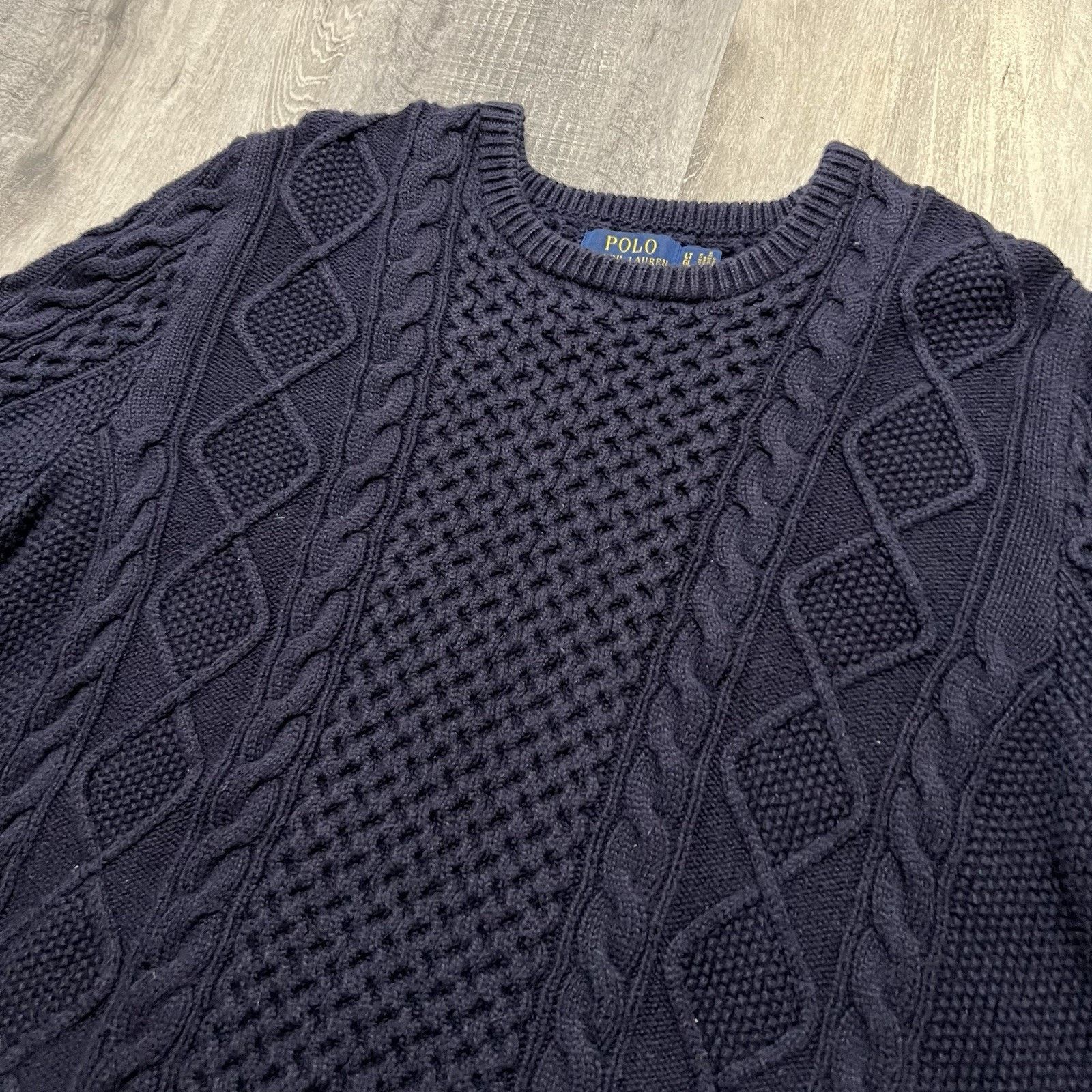 Polo Ralph Lauren Polo Ralph Lauren Sweater Mens LT Blue Fisherman Cable Knit Size US L / EU 52-54 / 3 - 3 Thumbnail