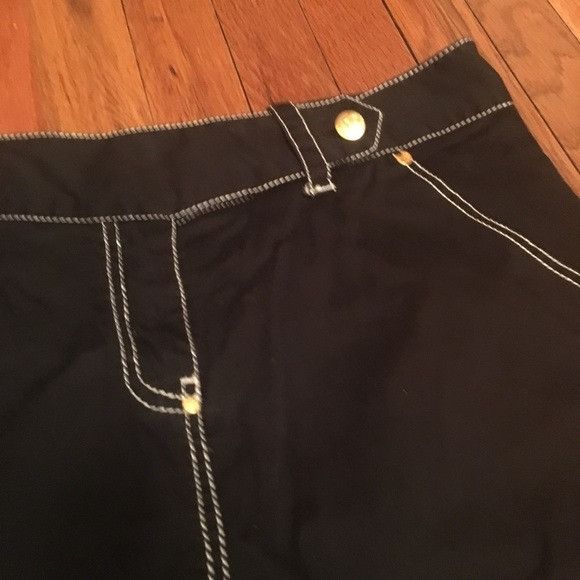 Other Vintage LaRok Black linen white stitched pencil skirt Size 30" / US 8 / IT 44 - 6 Thumbnail