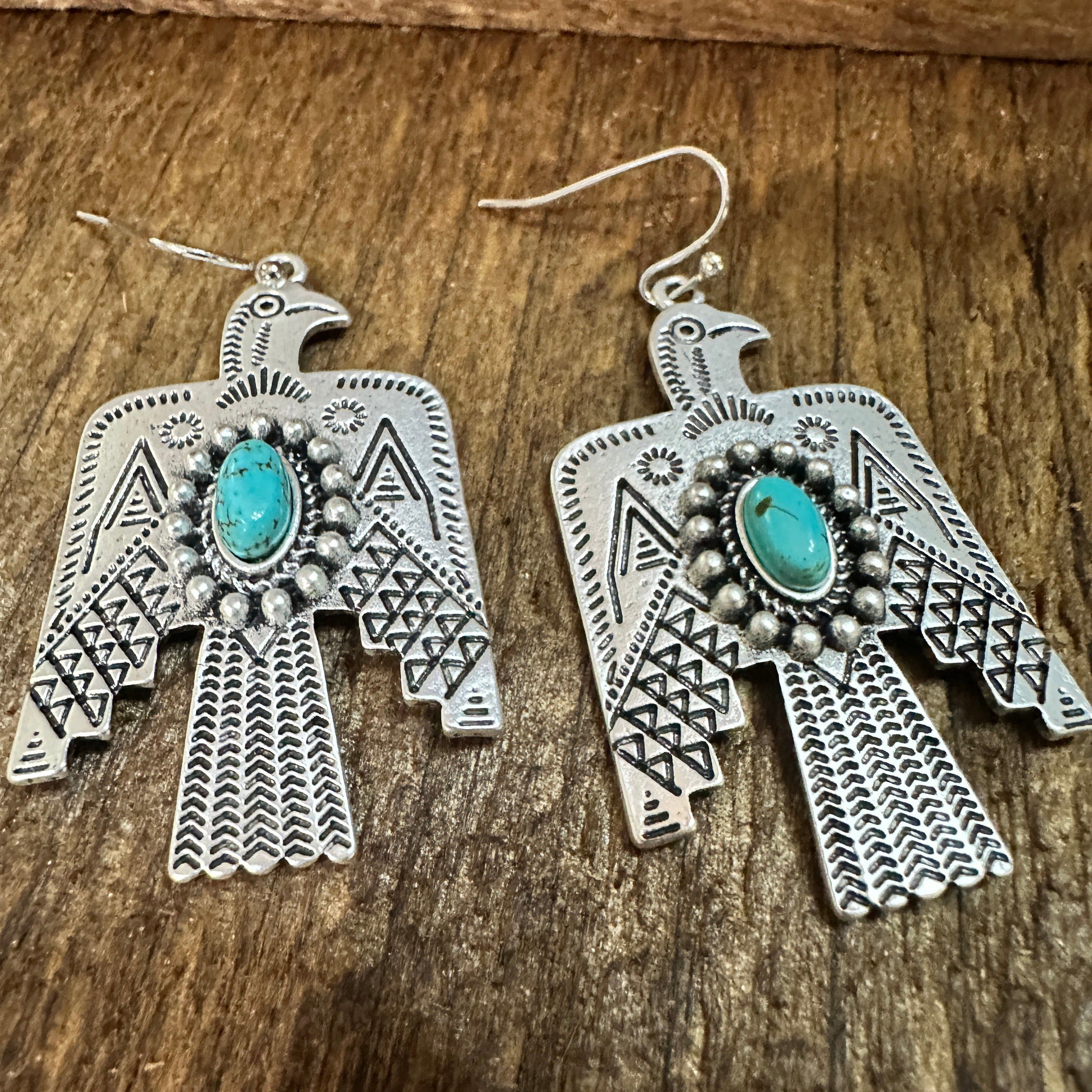 Other Thunderbird Turquoise Earrings , Native American Wire Thunde Size ONE SIZE - 3 Thumbnail