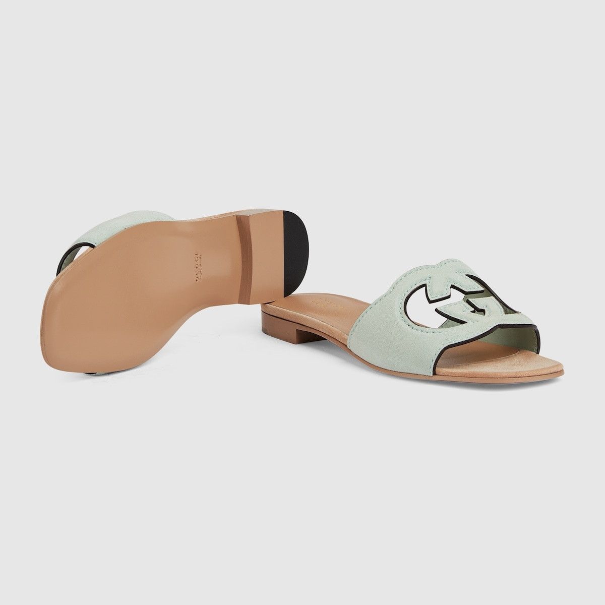 Gucci oc11z1025 Interlocking G Cut-Out Sandals in Pale Green Size US 8.5 / IT 38.5 - 5 Thumbnail