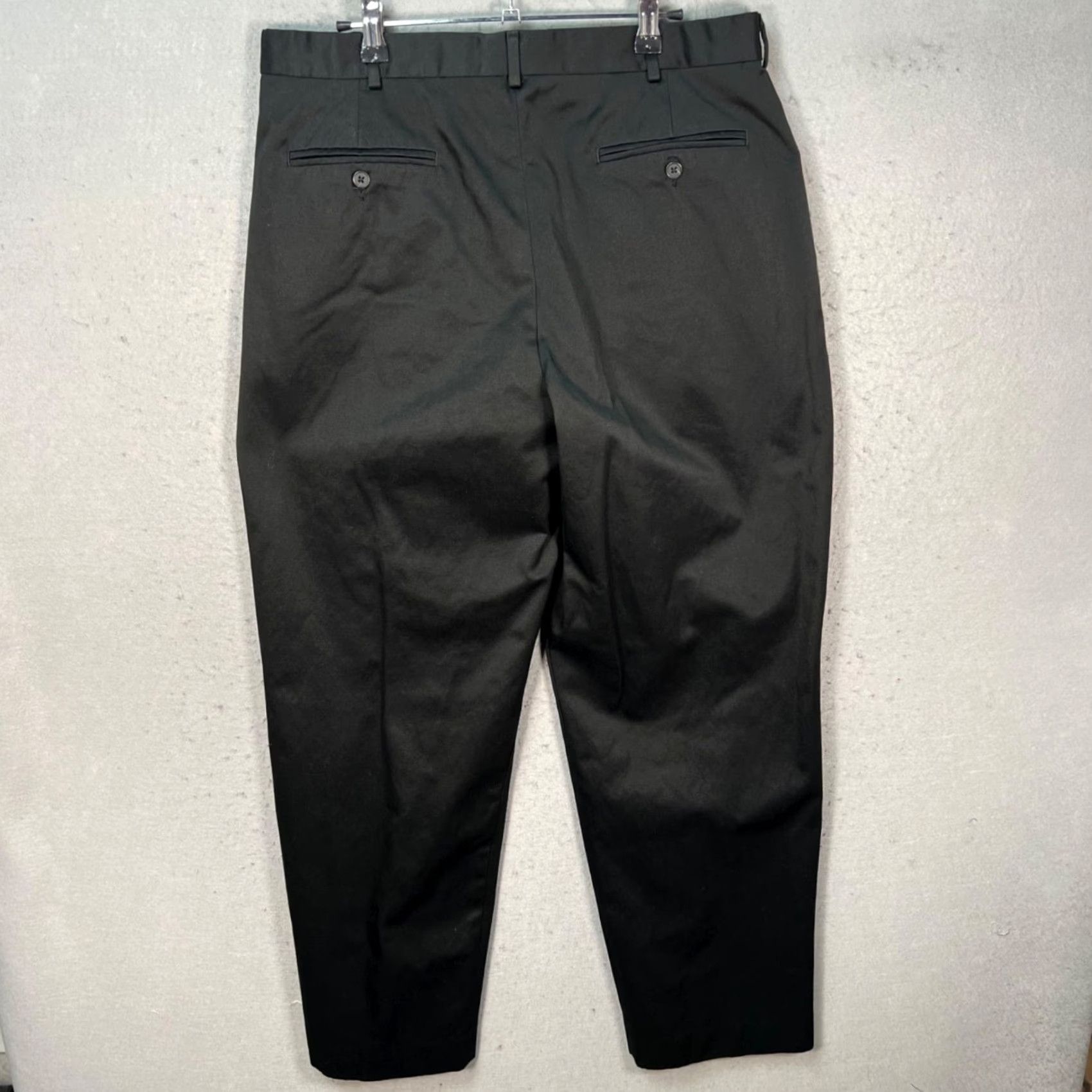 Lands' End Lands' End Mens Dress Pants Black 35 Regular Pleated Cotton Blend Straight Front Slashed Pockets Vintage: No Size US 35 - 2 Thumbnail