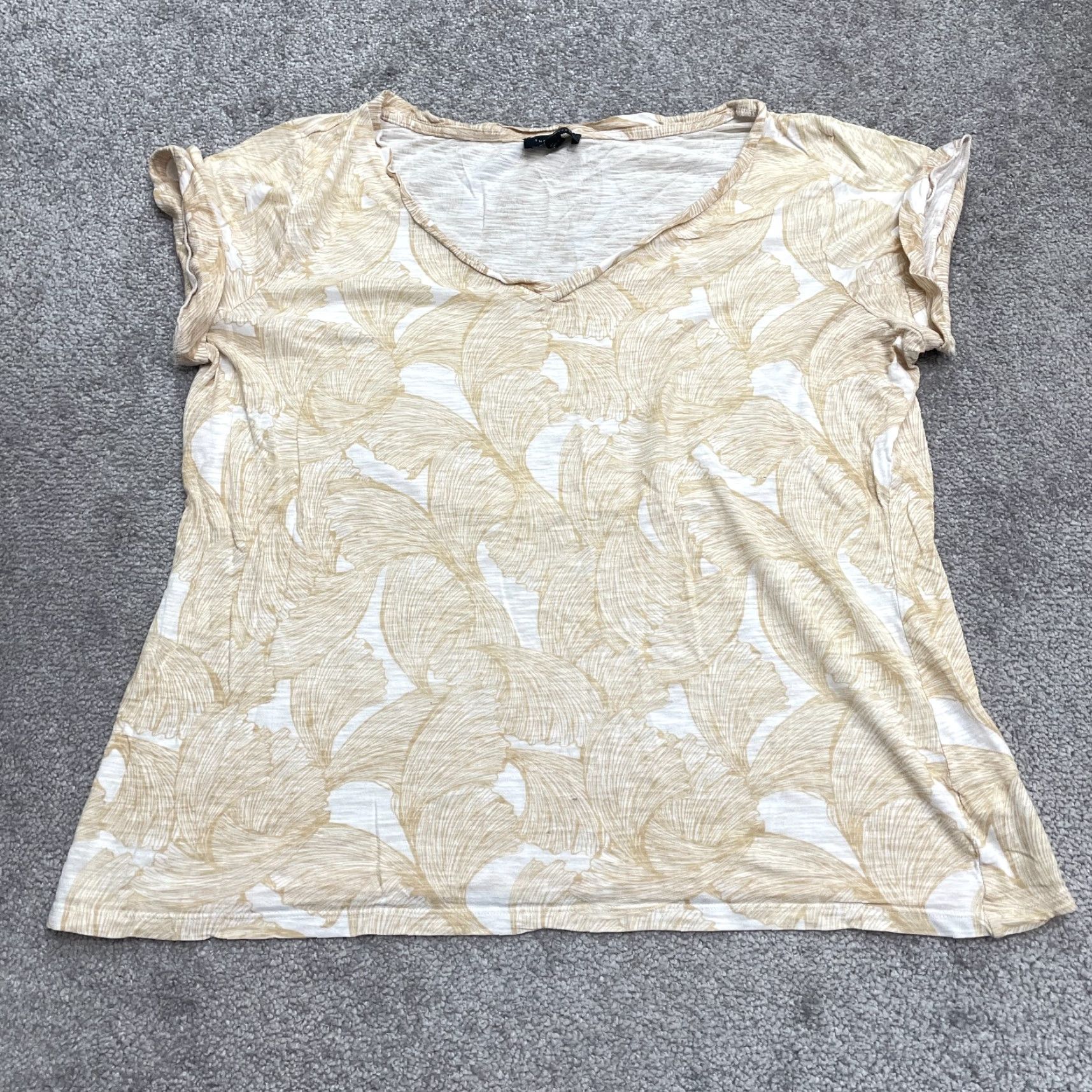 Vintage The Limited Floral T-Shirt Womens XL Brown White V-Neck Short Sleeve Casual Tee Size XL / US 12-14 / IT 48-50 - 2 Thumbnail