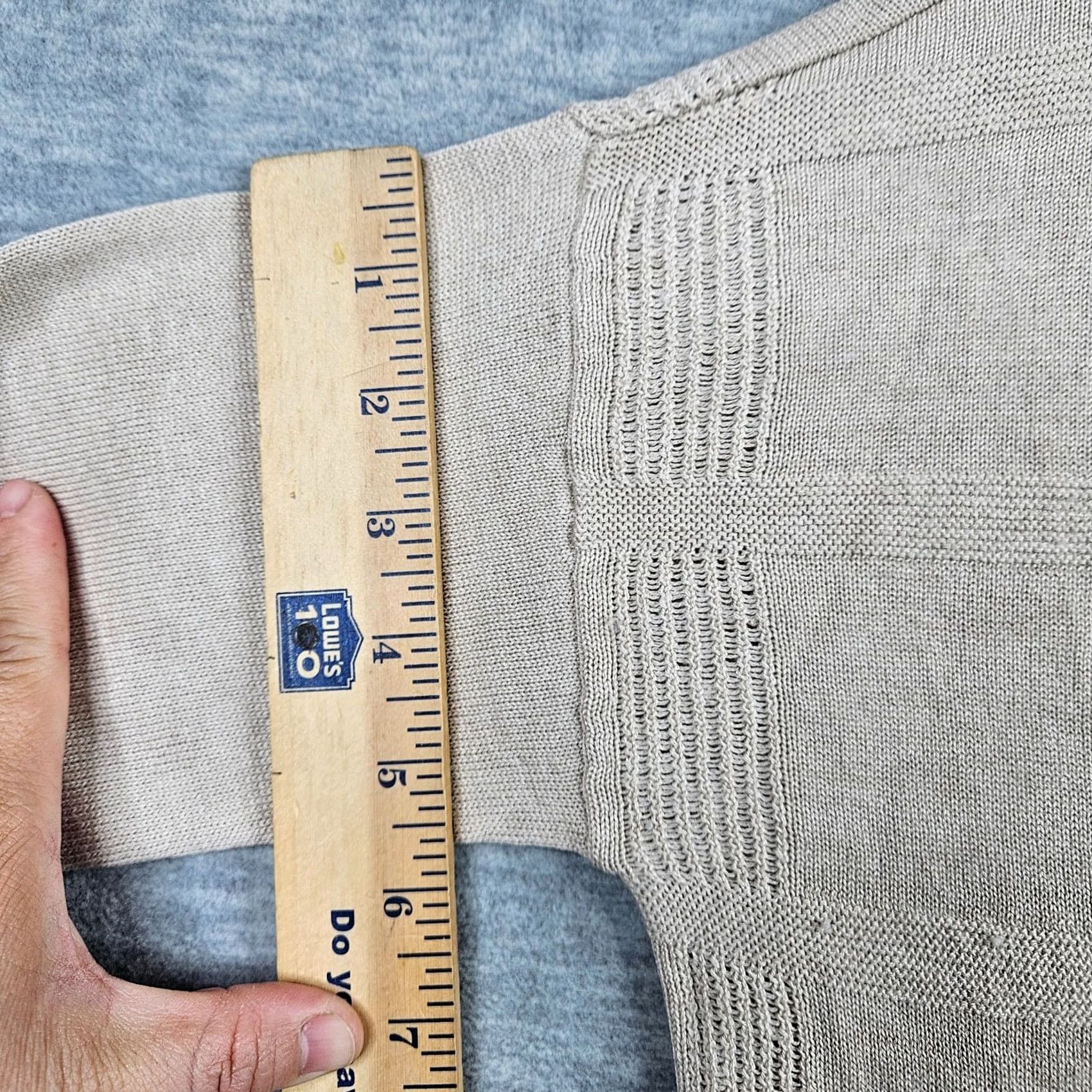 Vintage ATM Women’s Knit Sweater Long Sleeve Pull Over L Beige Cashmere Silk Wool Logo V-Neck All Seasons Regular Pullover Modern Shirt Mens Womens Boys Girls Size L / US 10 / IT 46 - 6 Thumbnail
