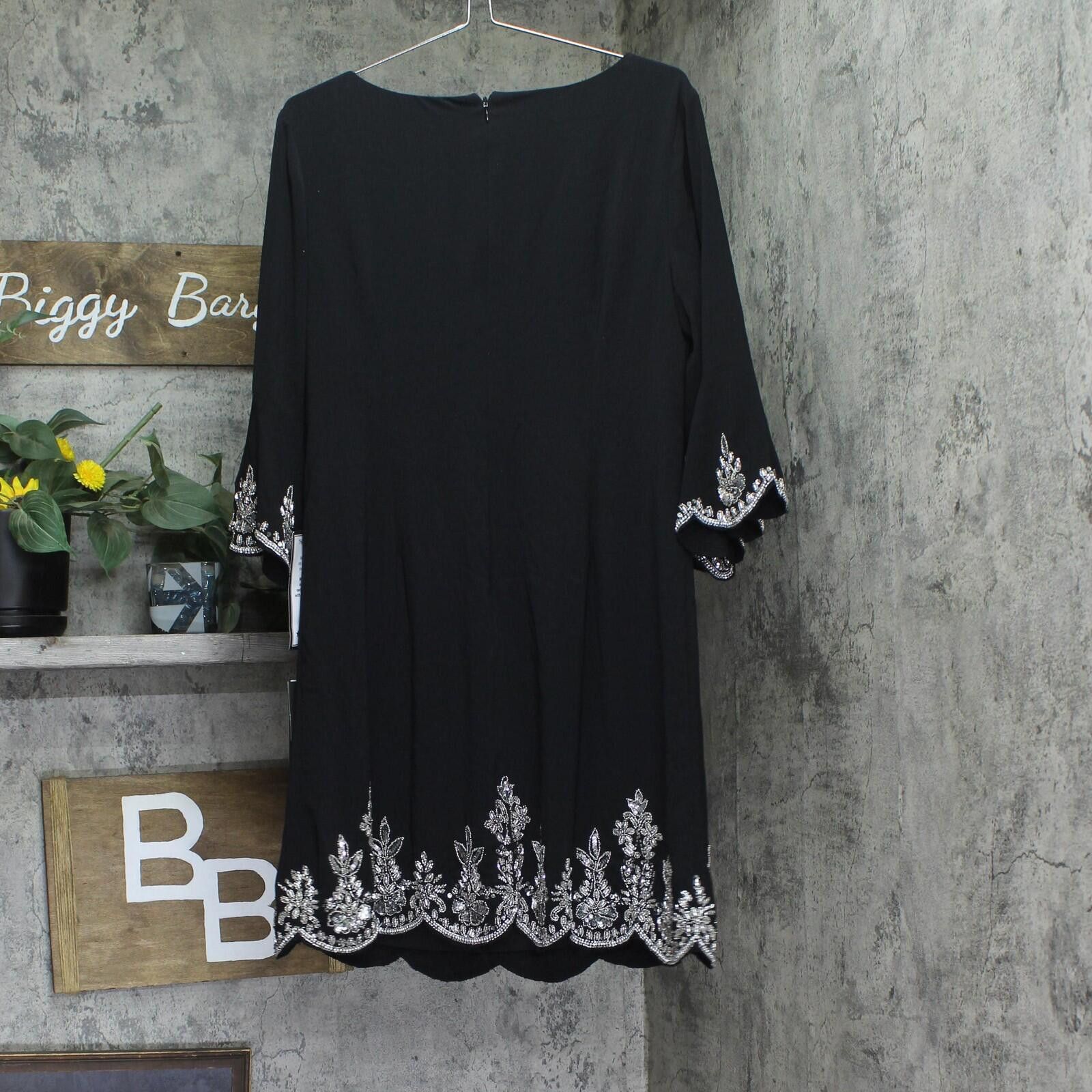 Other Nwt Adrianna Papell Neck A-line Dress Ap1e211500 Black 14 Size XL / US 12-14 / IT 48-50 - 2 Thumbnail