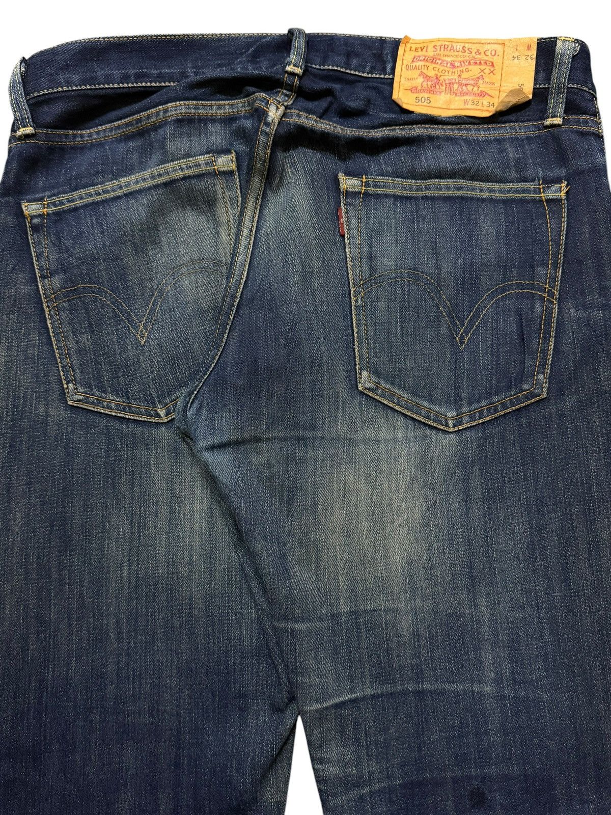 Levi's Vintage 90s Levis 505 Blue Faded Distressed Regular Straight Size US 34 / EU 50 - 5 Thumbnail
