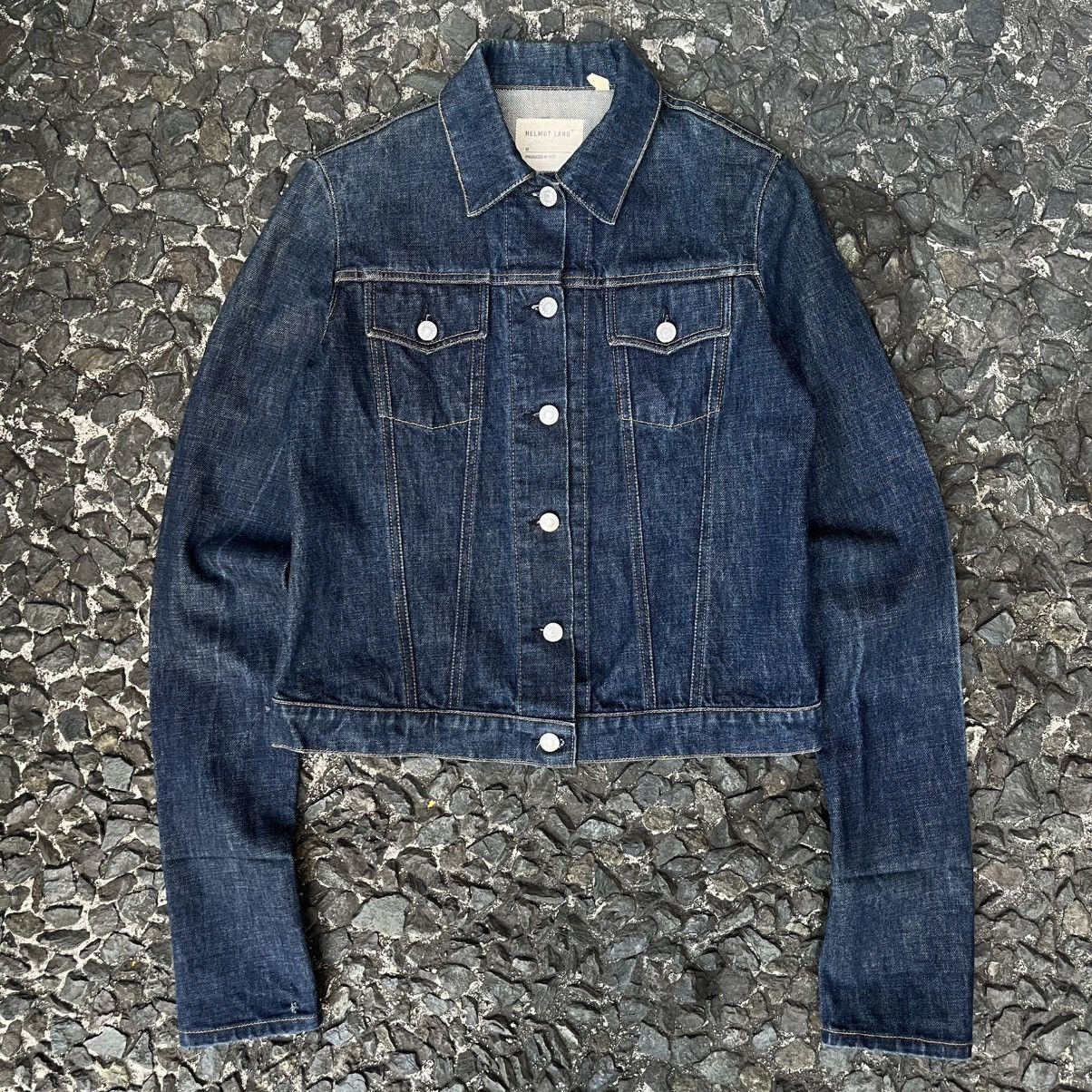 Helmut Lang leather sleeve denim jacket 48 | Grailed