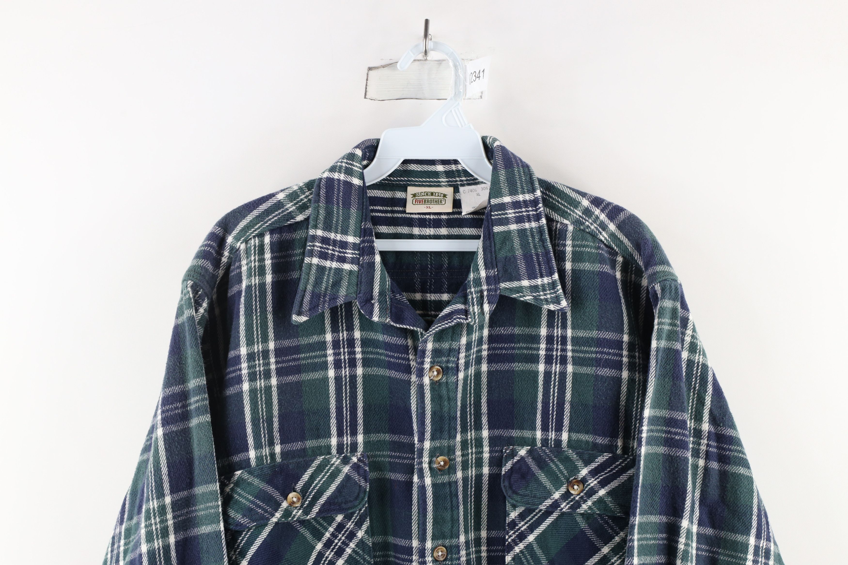 FiveBrother × Vintage Vintage 90s Five Brother Heavyweight Button Shirt Plaid Size US XL / EU 56 / 4 - 2 Thumbnail