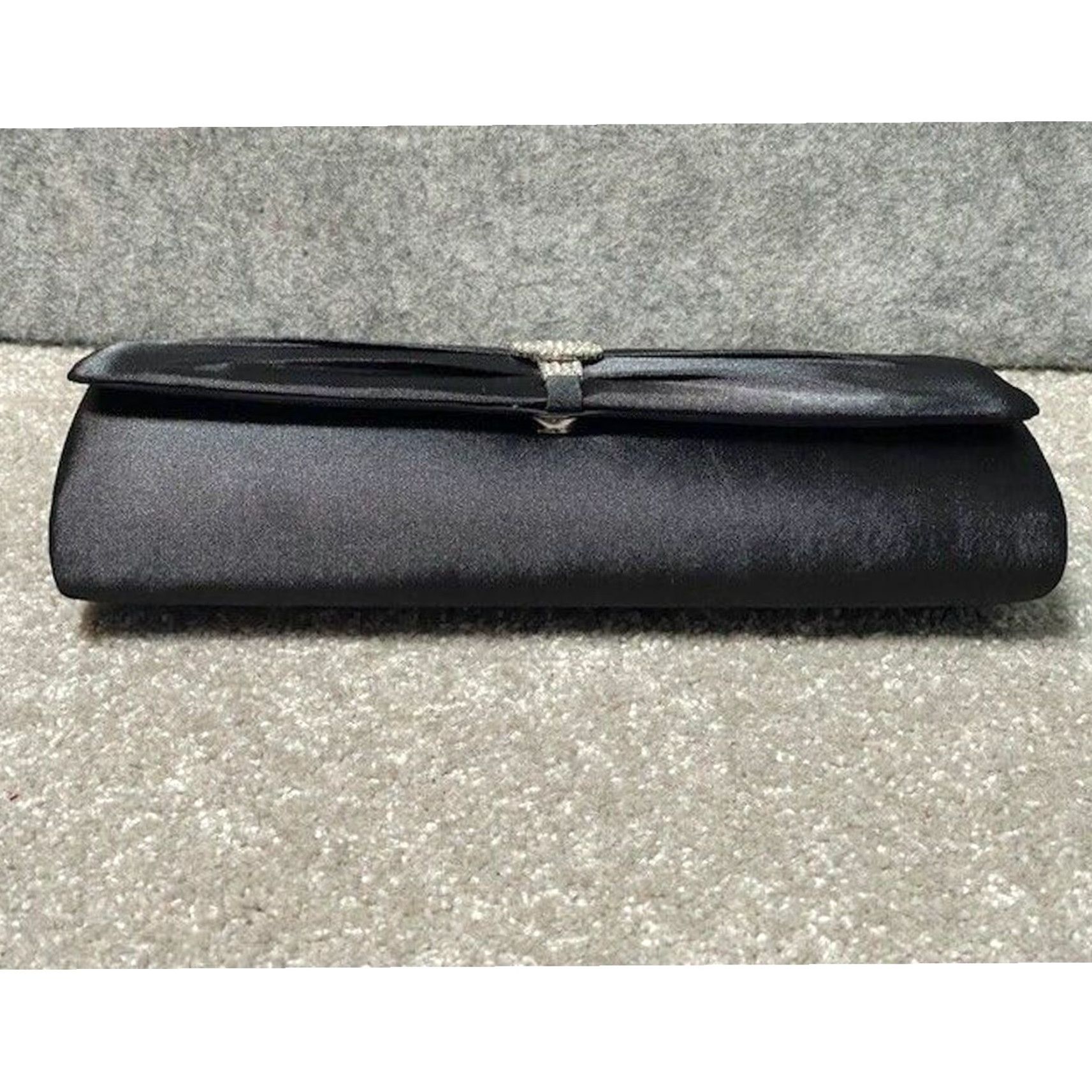 Vintage VINTAGE Black Satin Evening Shoulder Bag Old Hollywood Glam Formal Prom Size ONE SIZE - 4 Thumbnail