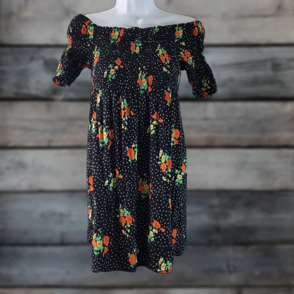 Zara Zara Floral Button Down Midi Black Floral Dress | Grailed