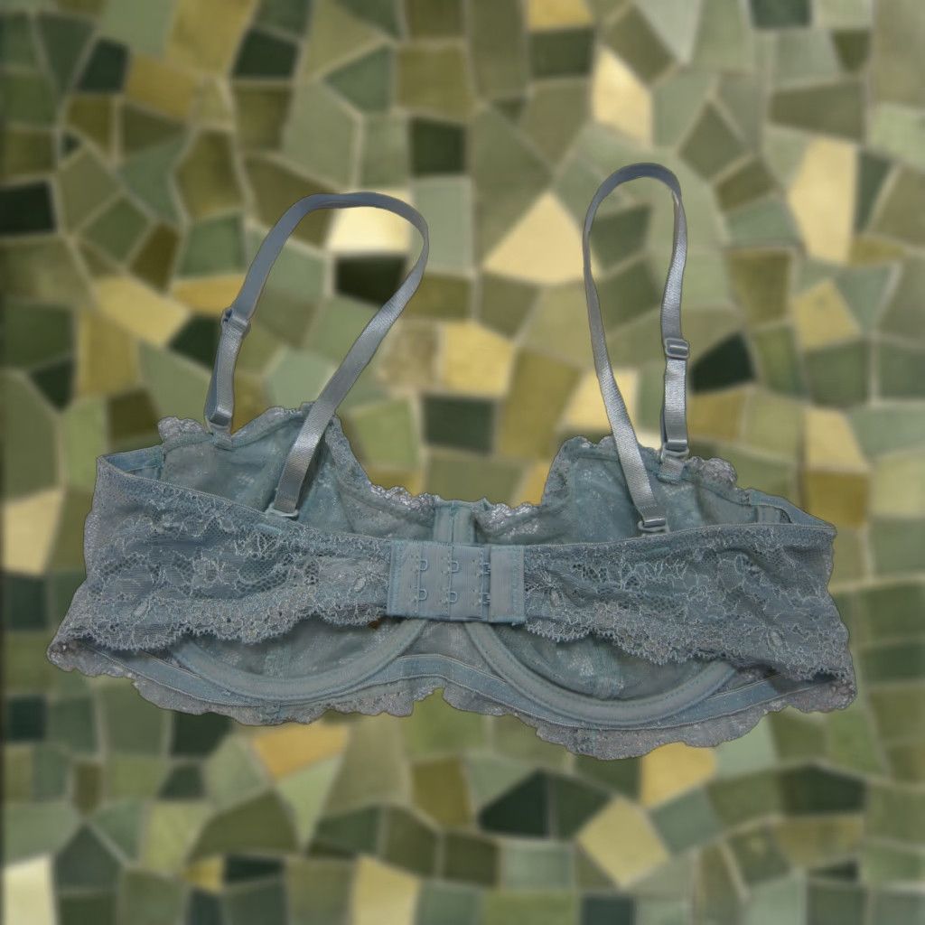 Vintage Donna Loren Gold Label Blue Lace Embroidered Underwire Bra Women 36C Size 36C Adjustable Strap Balconette Size ONE SIZE - 1 Thumbnail