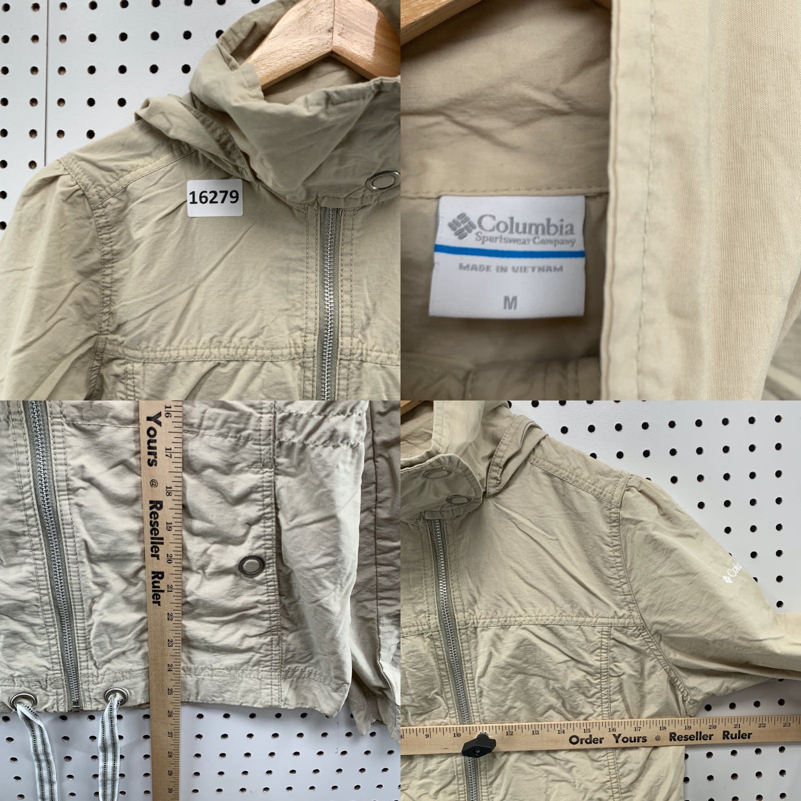 Vintage Columbia Womens Lightweight Hooded Jacket Beige Medium Full Zip Drawstring Jacket Size M / US 6-8 / IT 42-44 - 8 Thumbnail
