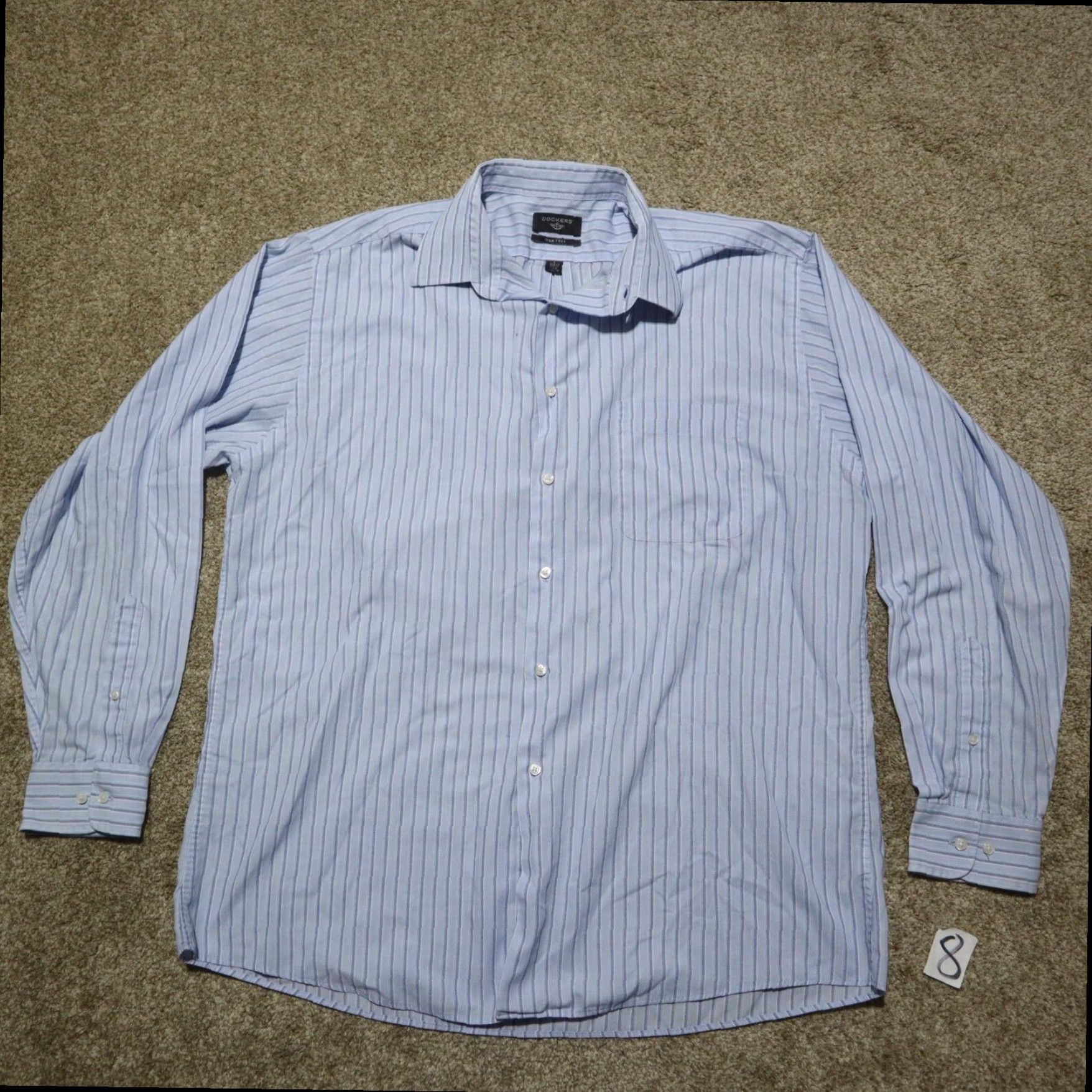 Dockers Dockers Button Up Short Sleeve Shirt Blue Striped Plaid Casual Mens Large Size US L / EU 52-54 / 3 - 2 Thumbnail