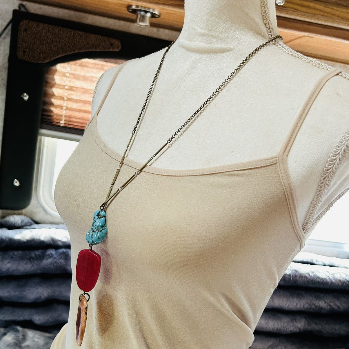 Joan Rivers Vintage Joan Rivers stone drop brass chain y style necklace Size ONE SIZE - 3 Thumbnail