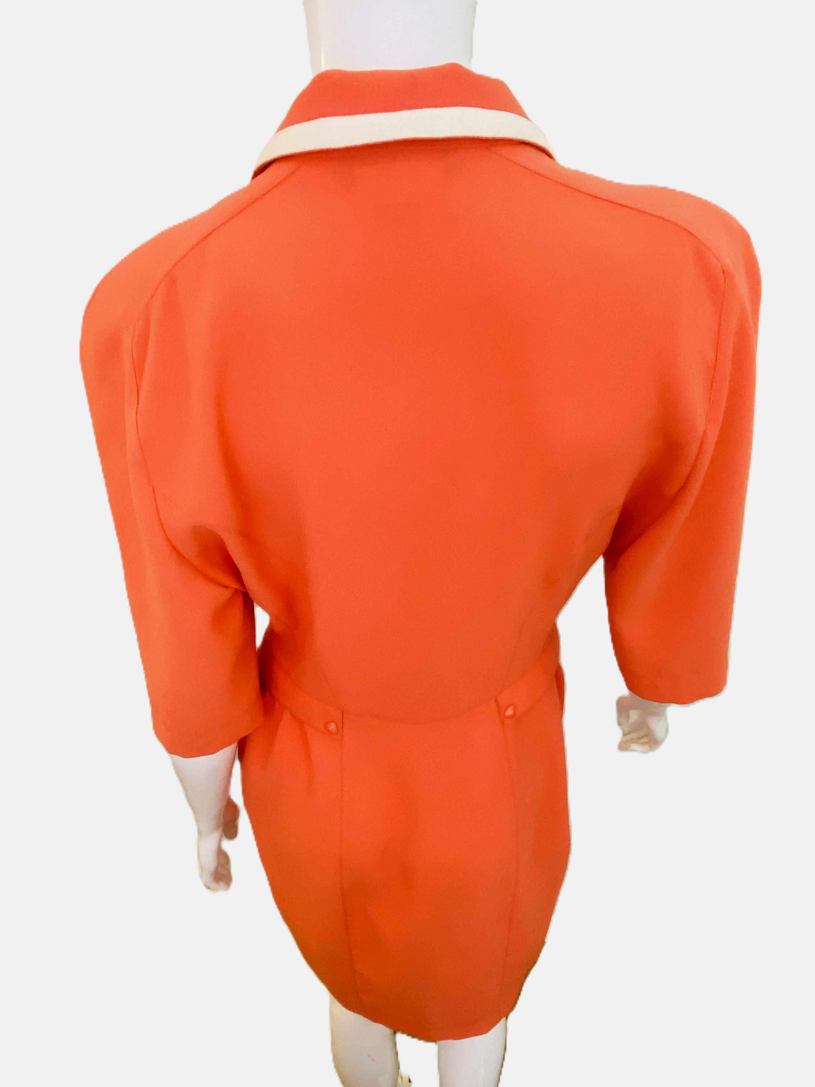 Thierry Mugler Thierry Mugler Crepe Bow Stripe Coral Gown Dress Size L / US 10 / IT 46 - 8 Thumbnail