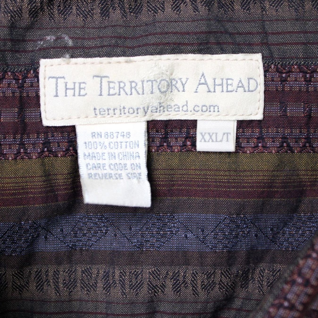 The Territory Ahead Territory Ahead The Territory Ahead Shirt Mens 2XLT XXL-Tall Brown 100% Cotton Long Sleeve Button-Up Geometric 54 in Chest Mens Big & Tall Size US XXL / EU 58 / 5 - 6 Thumbnail