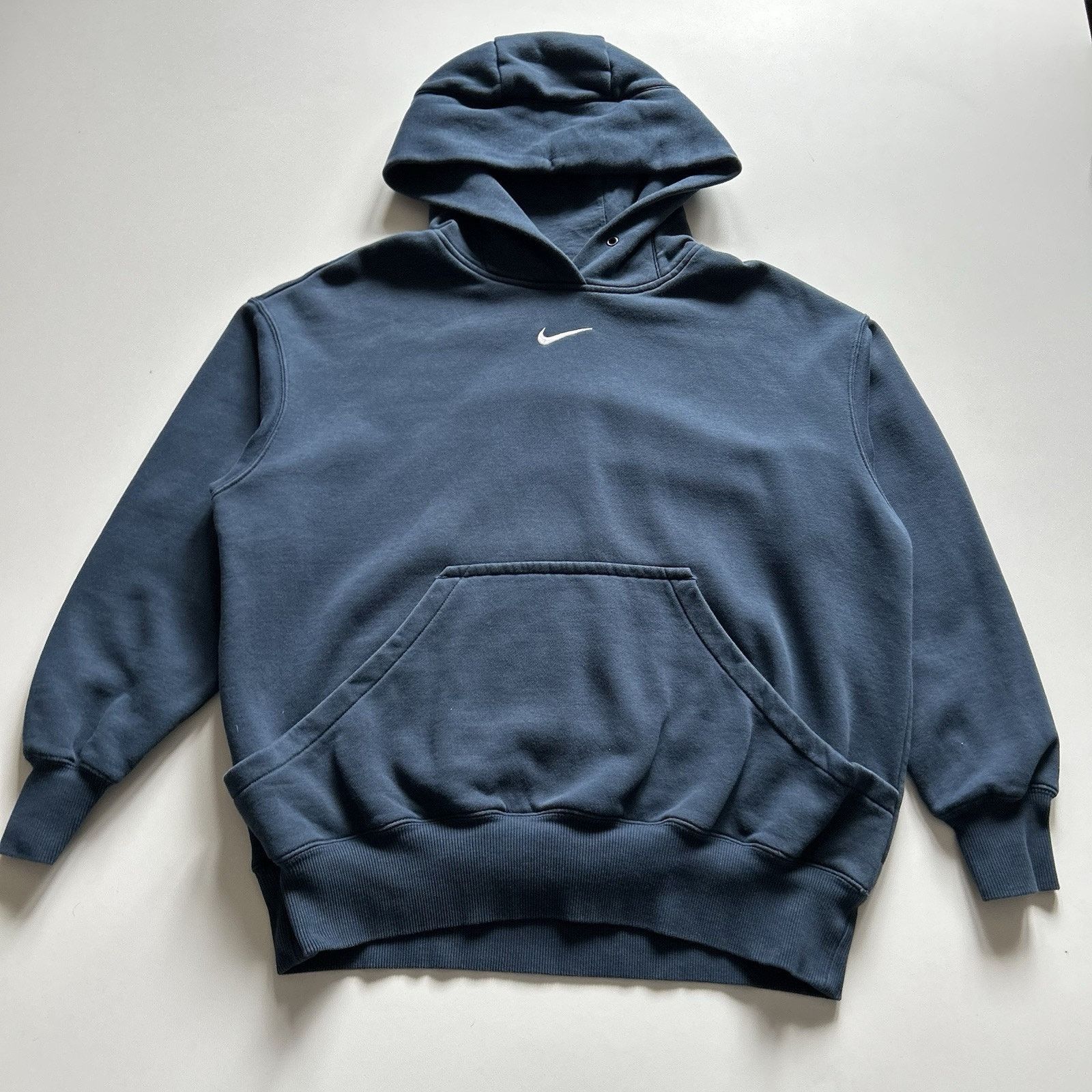 Nike × Vintage Nike Center Swoosh Navy Blue Women’s Oversized Hoodie Small Size S / US 4 / IT 40 - 1 Thumbnail
