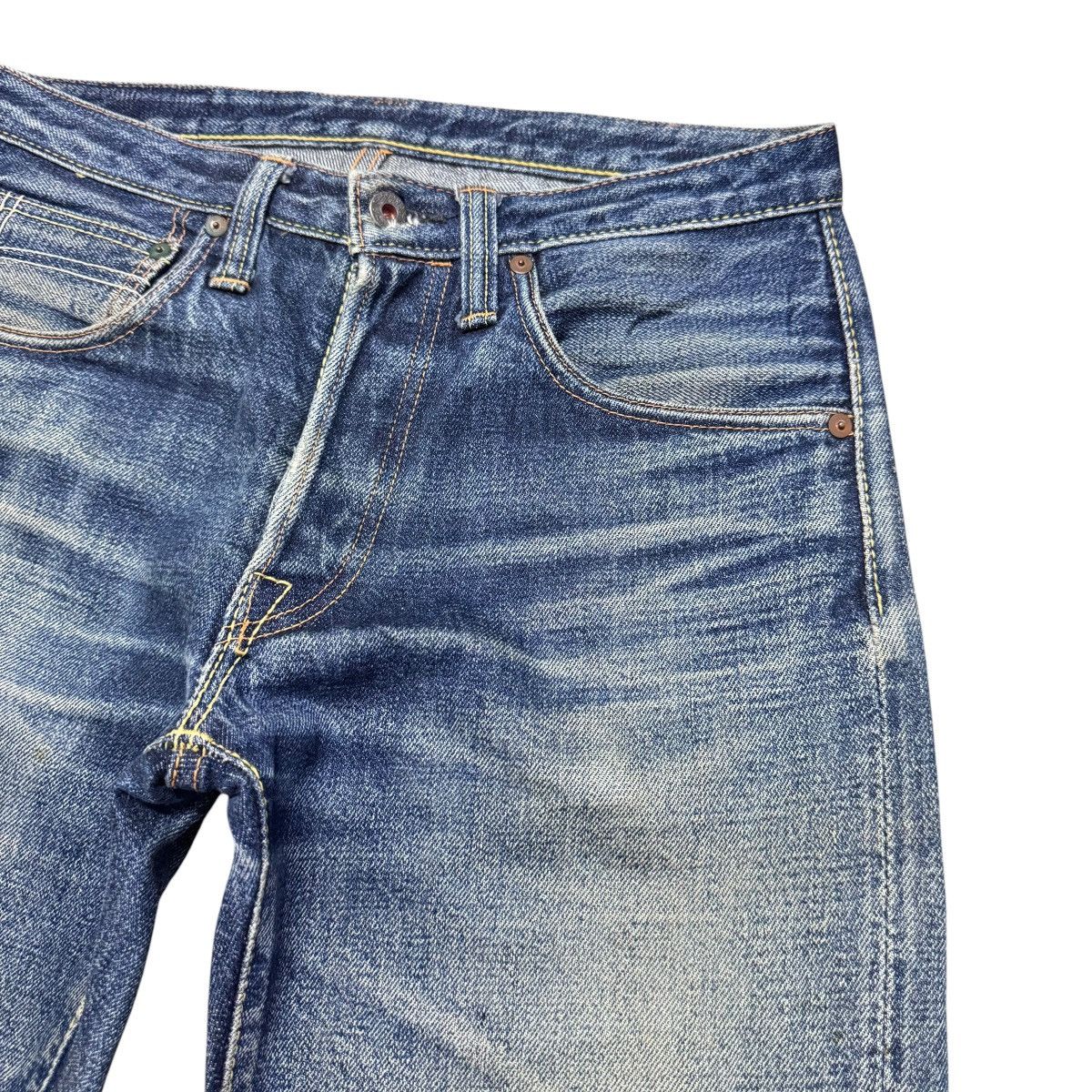Jelado 17oz Graph Zero Distressed Denim Selvedge Jeans Natural Fade Size US 30 / EU 46 - 5 Thumbnail