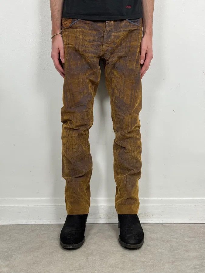 Marithe + Francois Girbaud FW2003 Marithé + François Girbaud Brown & Navy Velvet Pants Size US 32 / EU 48 - 2 Thumbnail