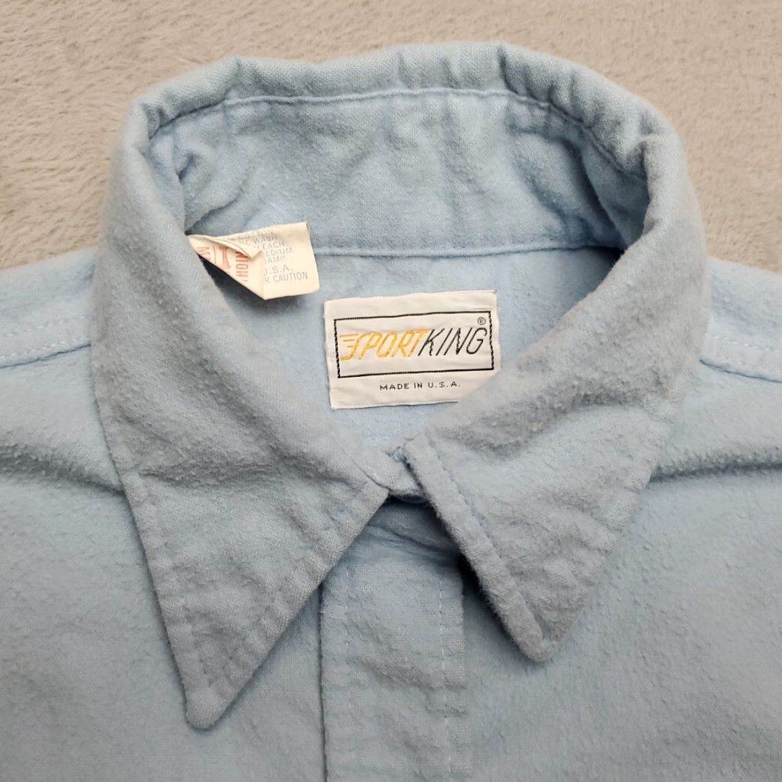 Vintage VINTAGE Sportking Shirt Women M Blue Long Sleeve Button-Up Cotton Flannel 70s Casual Outdoor Mens or Womens Size M / US 6-8 / IT 42-44 - 6 Thumbnail