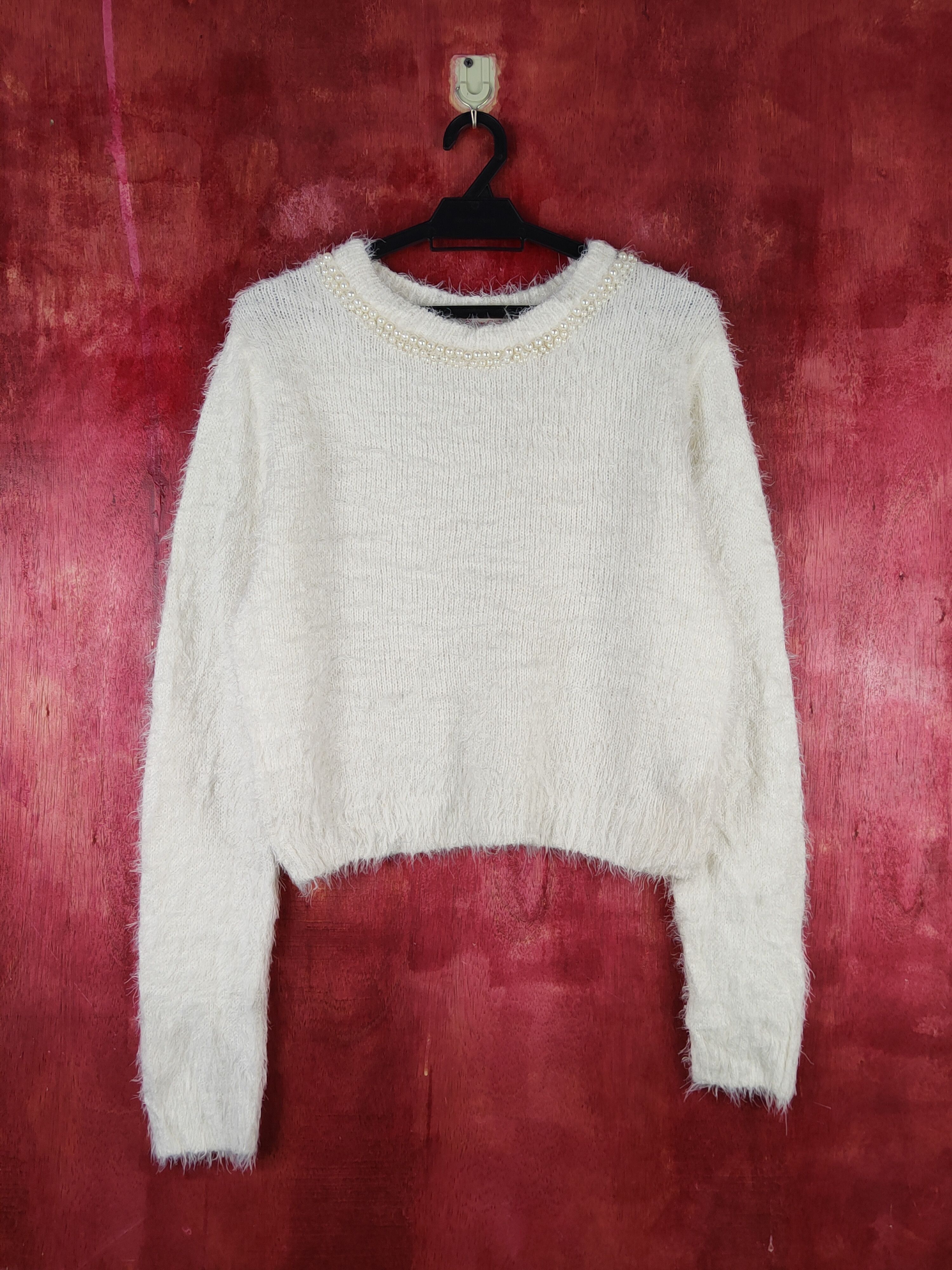 Homespun Knitwear Pinky Girls White Shag Shaggy Fur Mohair Knitwear #S1893 Size M / US 6-8 / IT 42-44 - 1 Thumbnail
