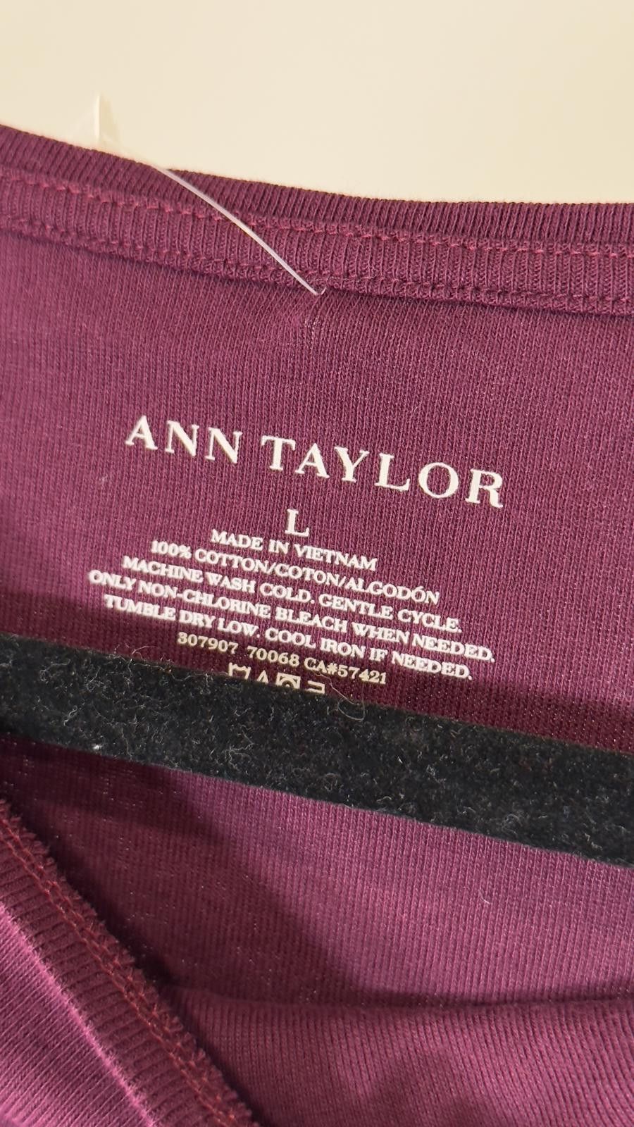 Ann Taylor Ann Taylor Burgundy 3/4 Sleeve Top - Size L Size L / US 10 / IT 46 - 3 Thumbnail