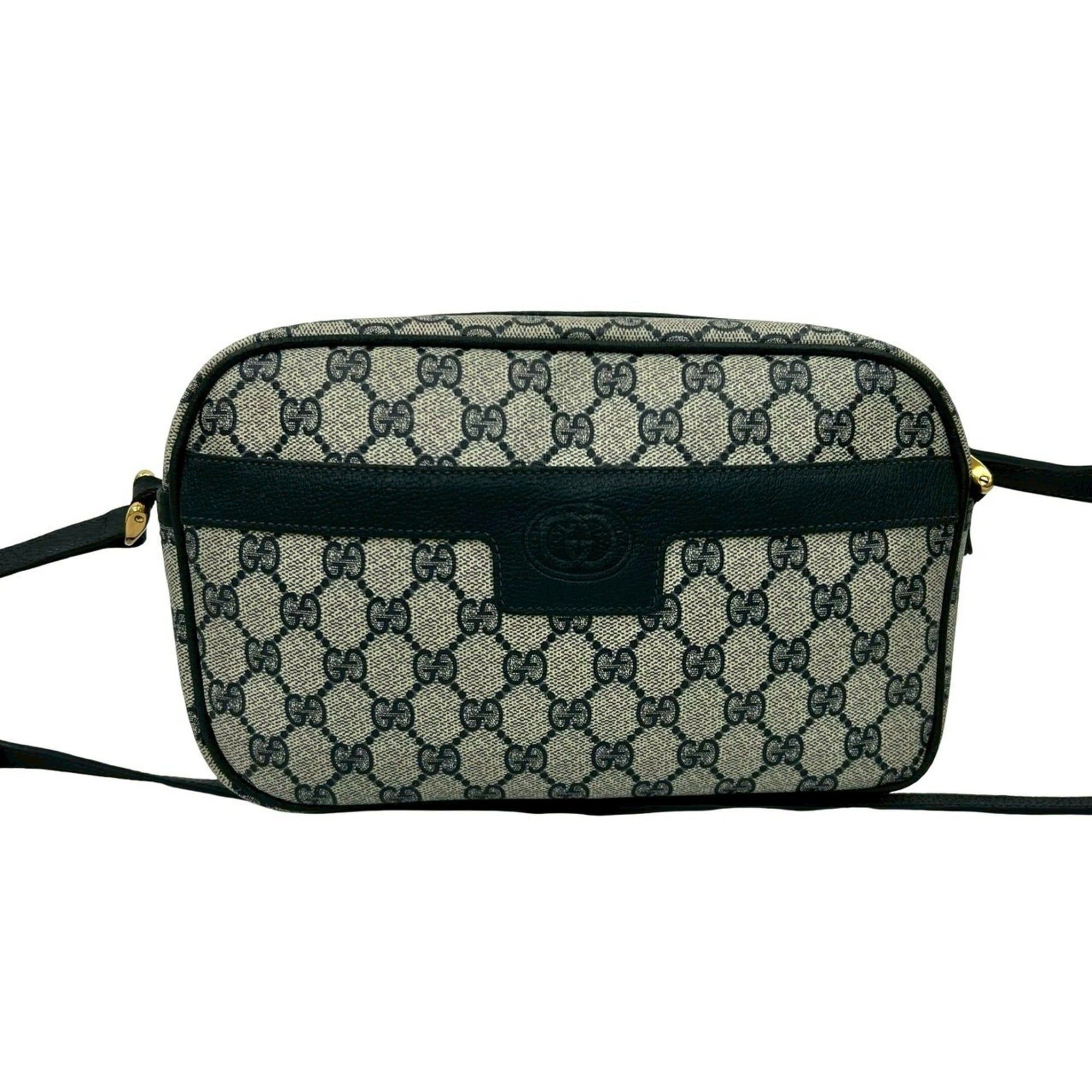 Gucci Old Gucci GG Logo All-Over Print Leather Mini Shoulder Bag/pouch In Navy Blue (31033), Women's