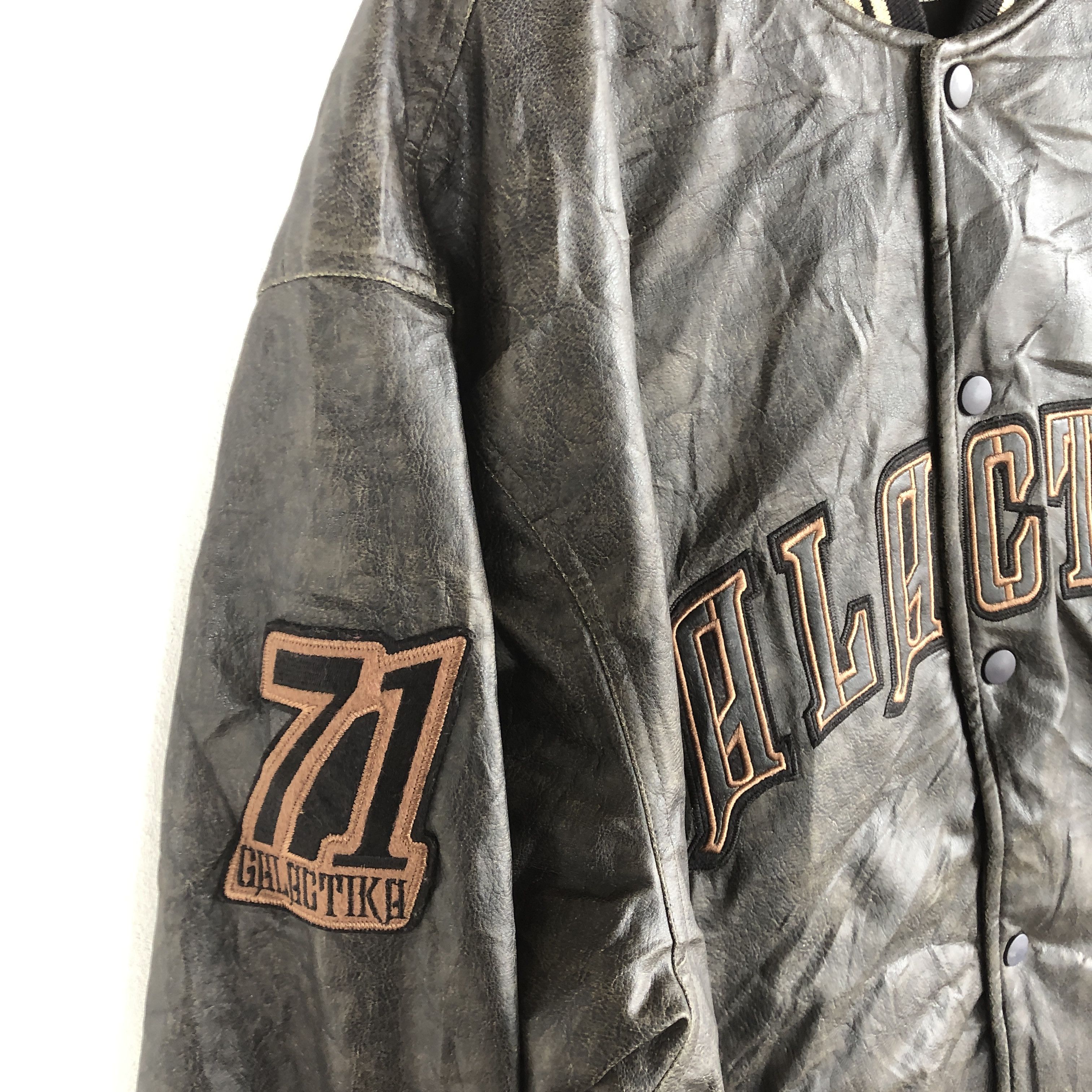 Japanese Brand × Vintage Vintage Galactika Leather Baseball Jackets Letterman Jacket Size US XL / EU 56 / 4 - 5 Thumbnail