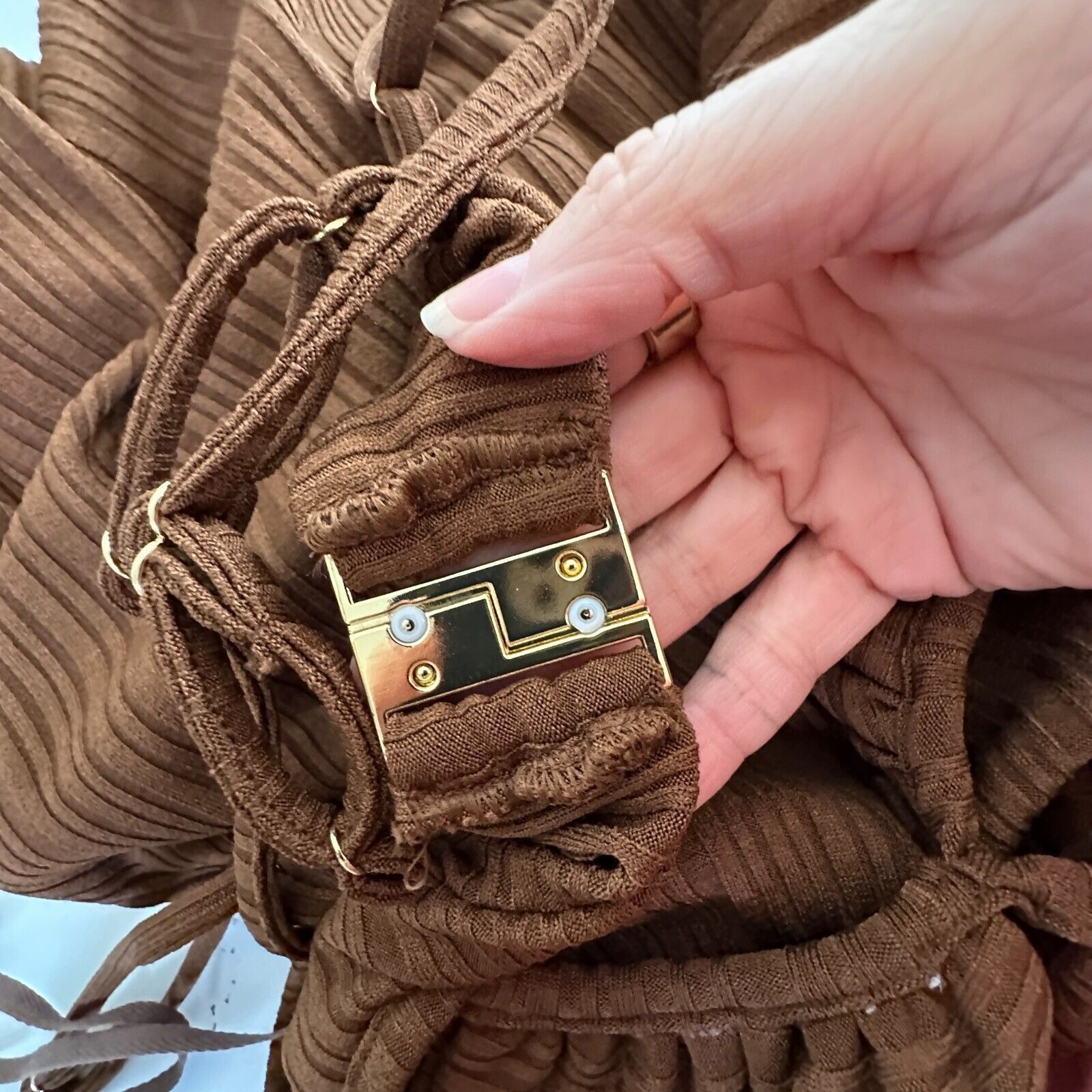 Other Rumer The Label Brown Ribbed Oasis Bandeau Cut Outs Maxi S Size S / US 4 / IT 40 - 10 Thumbnail