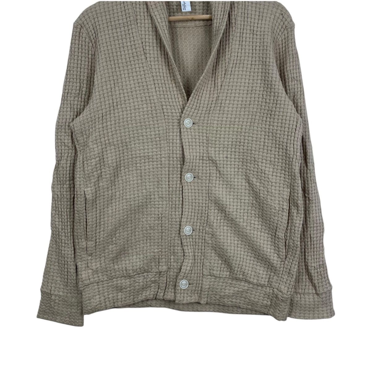 Japanese Brand SeaGreen Japan Waffle Knitwear Shawl Collar Cardigan Size US L / EU 52-54 / 3 - 3 Thumbnail