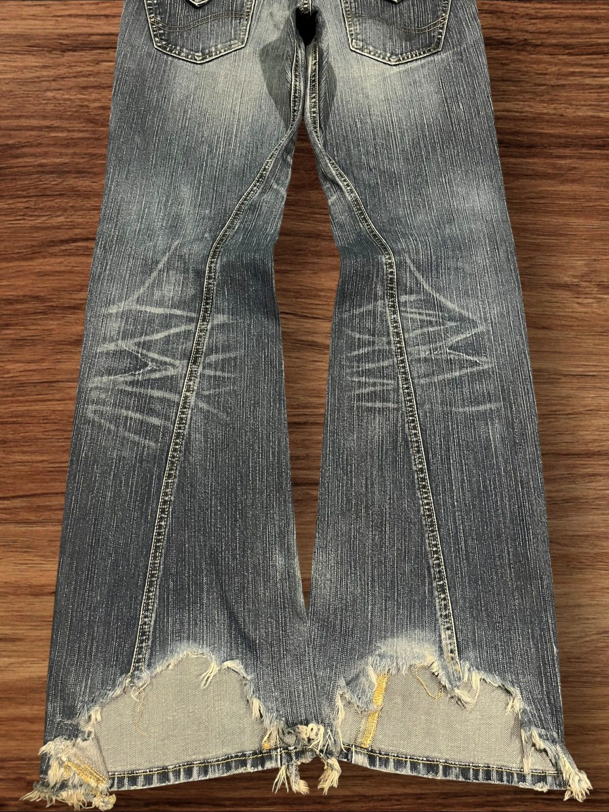 Number (N)ine ⚡️Flare⚡️Vintage Lee Riders Double Button Blue Frayed Leg Jean Size US 34 / EU 50 - 11 Thumbnail