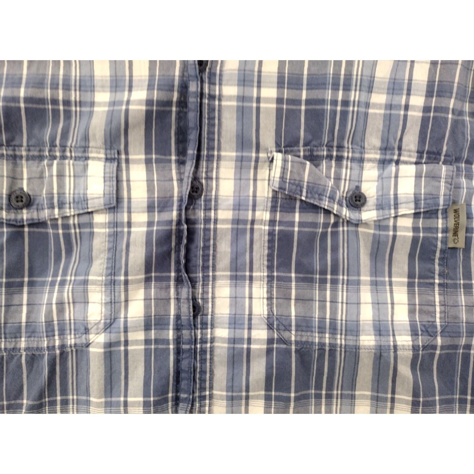 Vintage Wolverine Shirt Mens Large Short Sleeve Button Up Blue Plaid Size US L / EU 52-54 / 3 - 2 Thumbnail