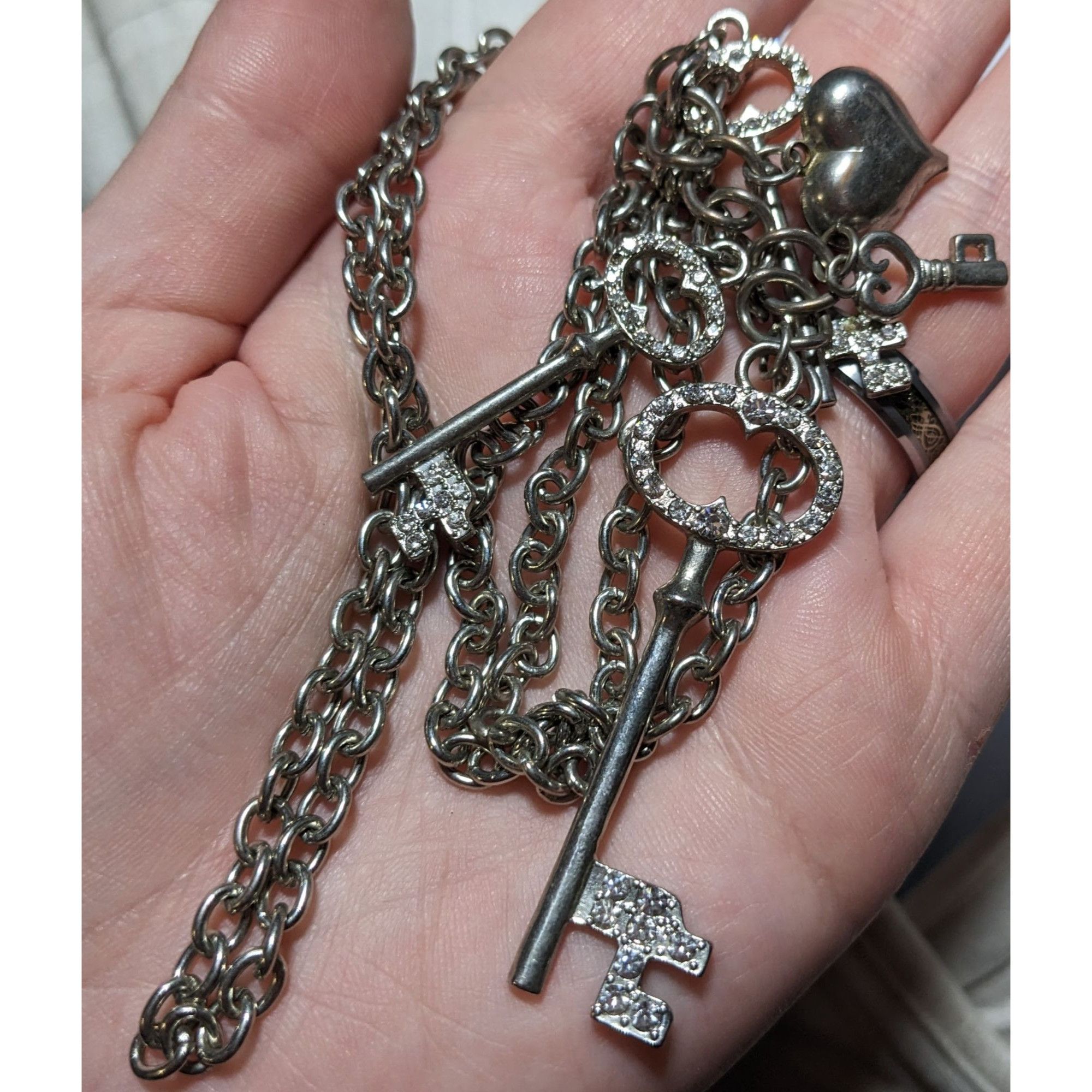Other Silver Rhinestone Key Charm Cluster Necklace Size ONE SIZE - 5 Thumbnail