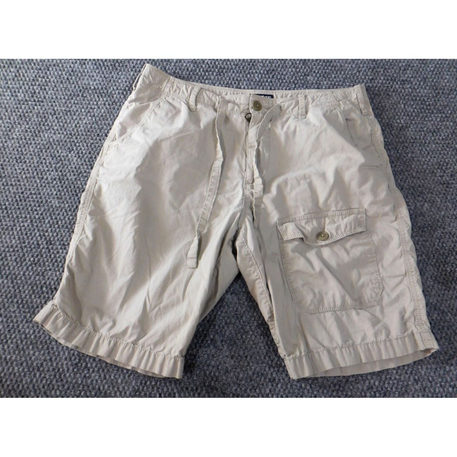 Express Express Mens Shorts 30 Beige Chino Flat Front Cotton Regular Pockets Logo Casual Vintage: No Men XS? Size US 30 / EU 46 - 3 Thumbnail