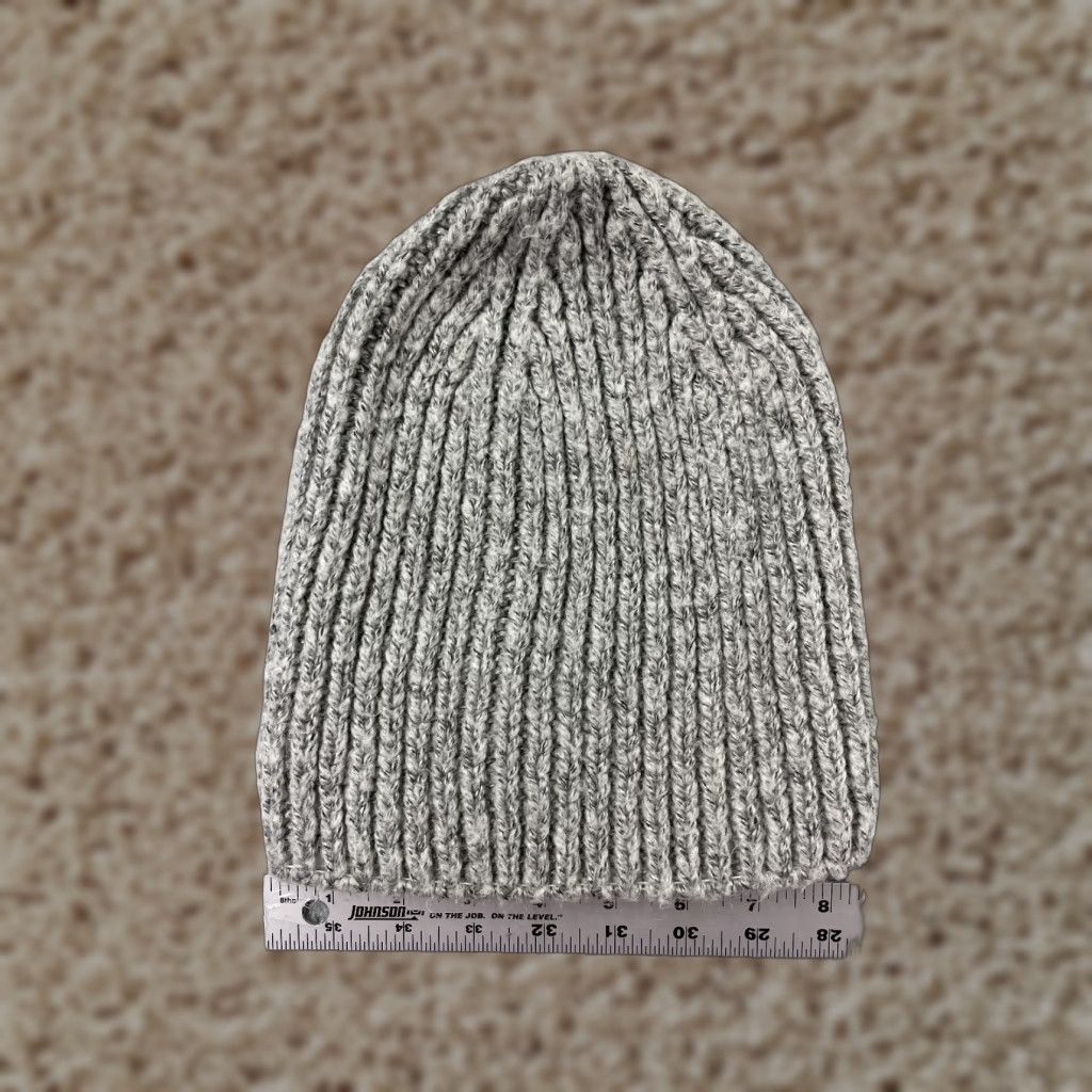 Vintage Beanie Toque Adult One Size Gray Ribbed Knit 100% Acrylic Snow Camp Winter Ski Size ONE SIZE - 1 Thumbnail