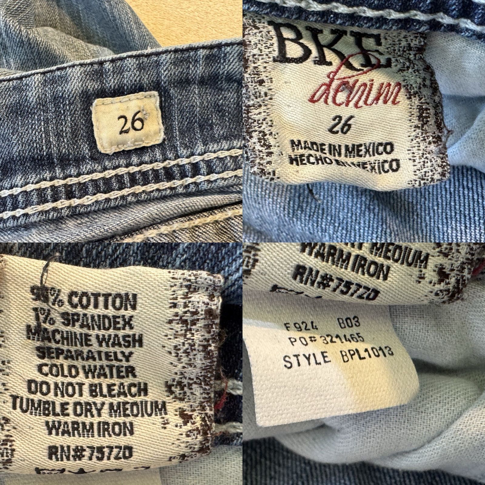 Vintage BKE Denim Sabrina Crop Jeans Womens Size 26 Medium Wash Distressed Thick Stitch Cotton Spandex Inseam 23 Cropped Size 26" / US 2 / IT 38 - 8 Thumbnail