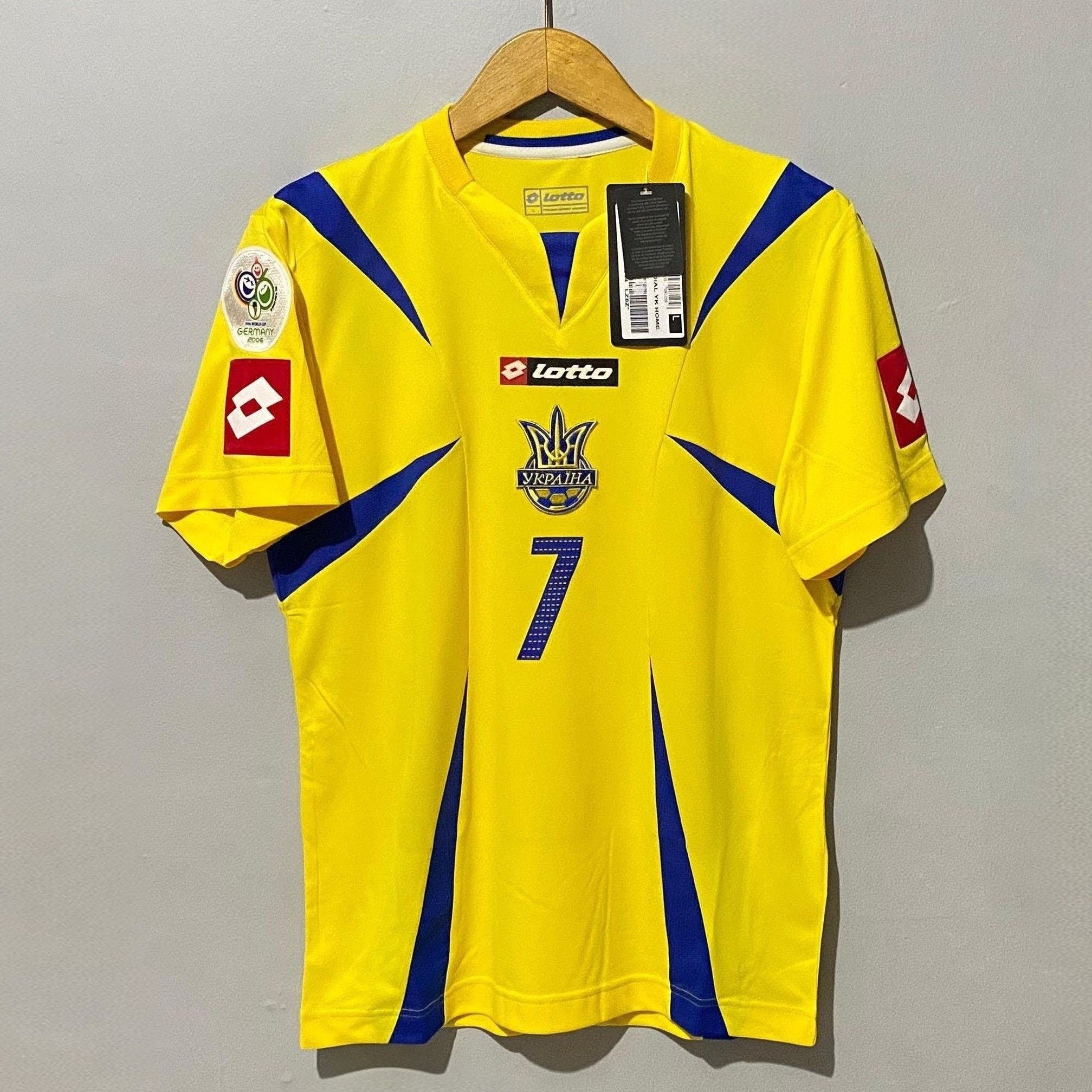 Lotto Sport Ukraine World Cup 2006 Home Jersey Andriy Shevchenko Size US L / EU 52-54 / 3 - 1 Thumbnail