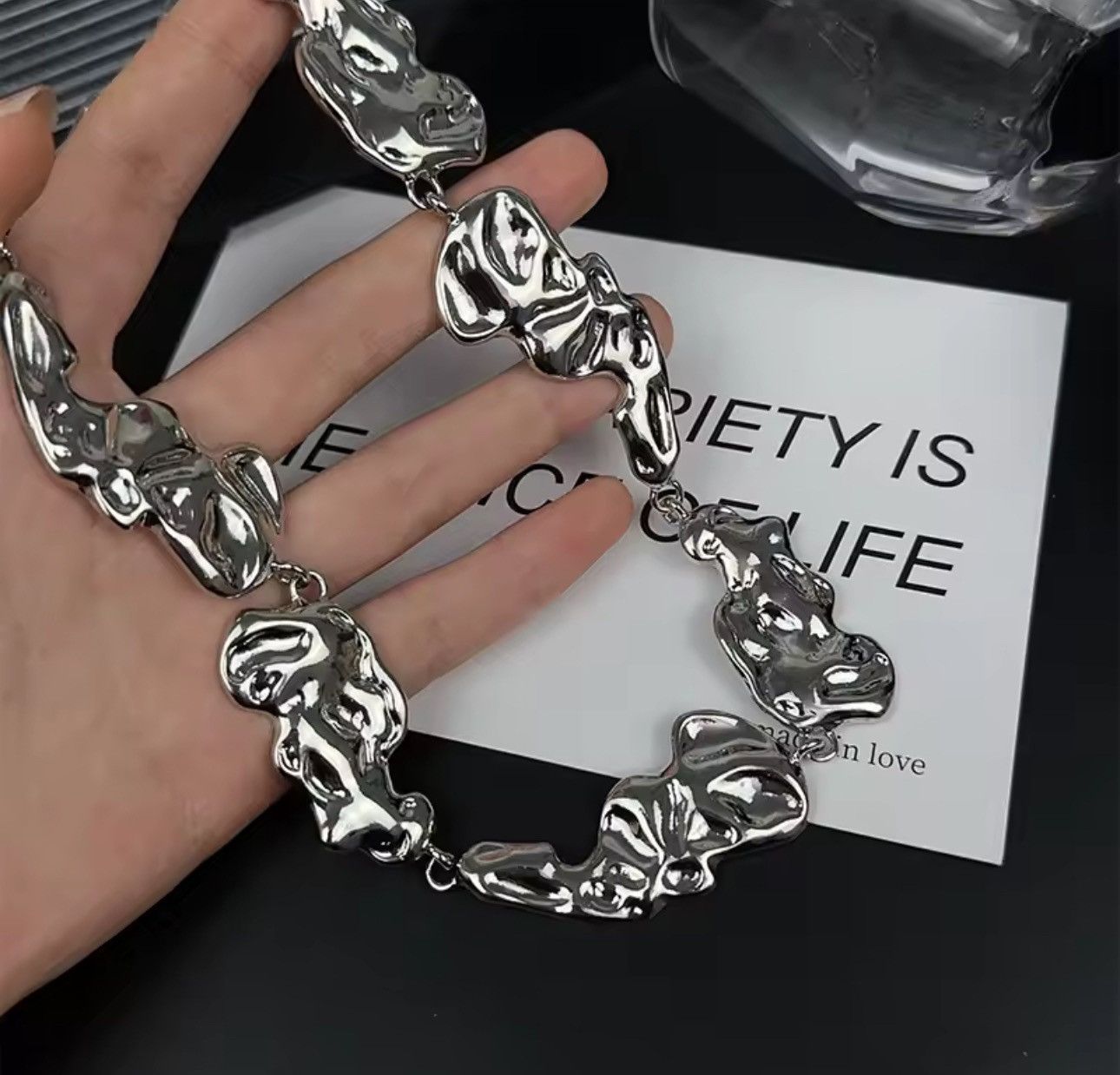 Jewelry Streetwear Metal Irregular Trendy Geometry Necklace Chain Size ONE SIZE - 3 Thumbnail