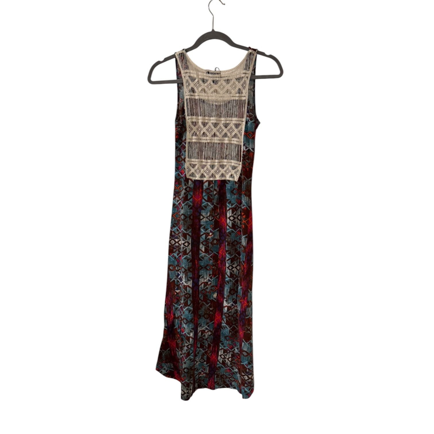 Other Love Brand Blue Red Brown Geometric Women’s Maxi Dress Small Size S / US 4 / IT 40 - 4 Thumbnail