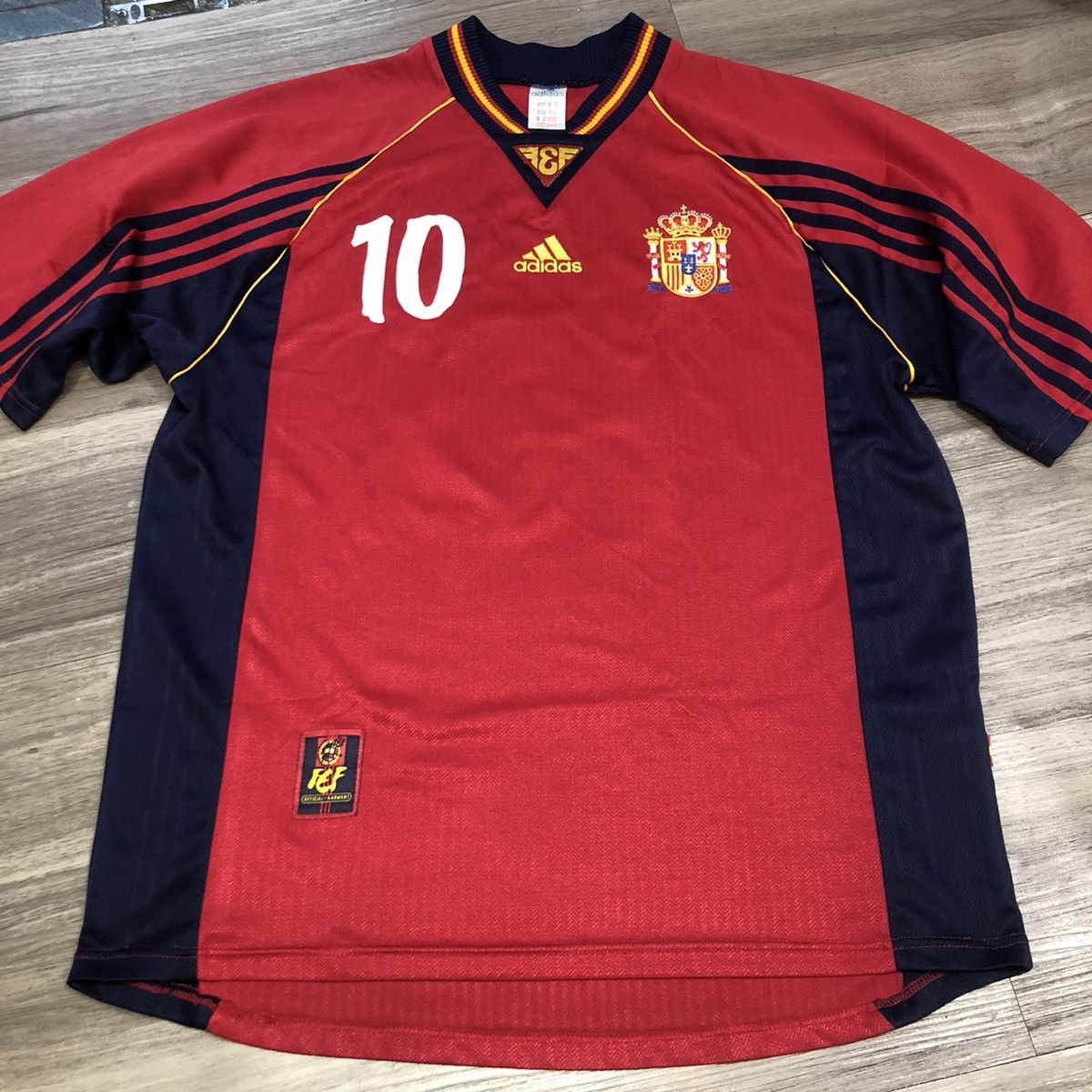 image of Bloke x Fifa World Cup Spain World Cup 1998 Home Shirt 7 Raul in Red, Men's (Size Large)