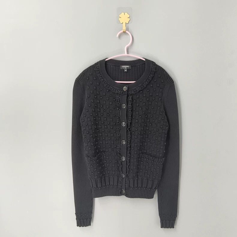 Chanel Chanel Ruffled Trim Knit Cardigan Size US M / EU 48-50 / 2 - 1 Thumbnail