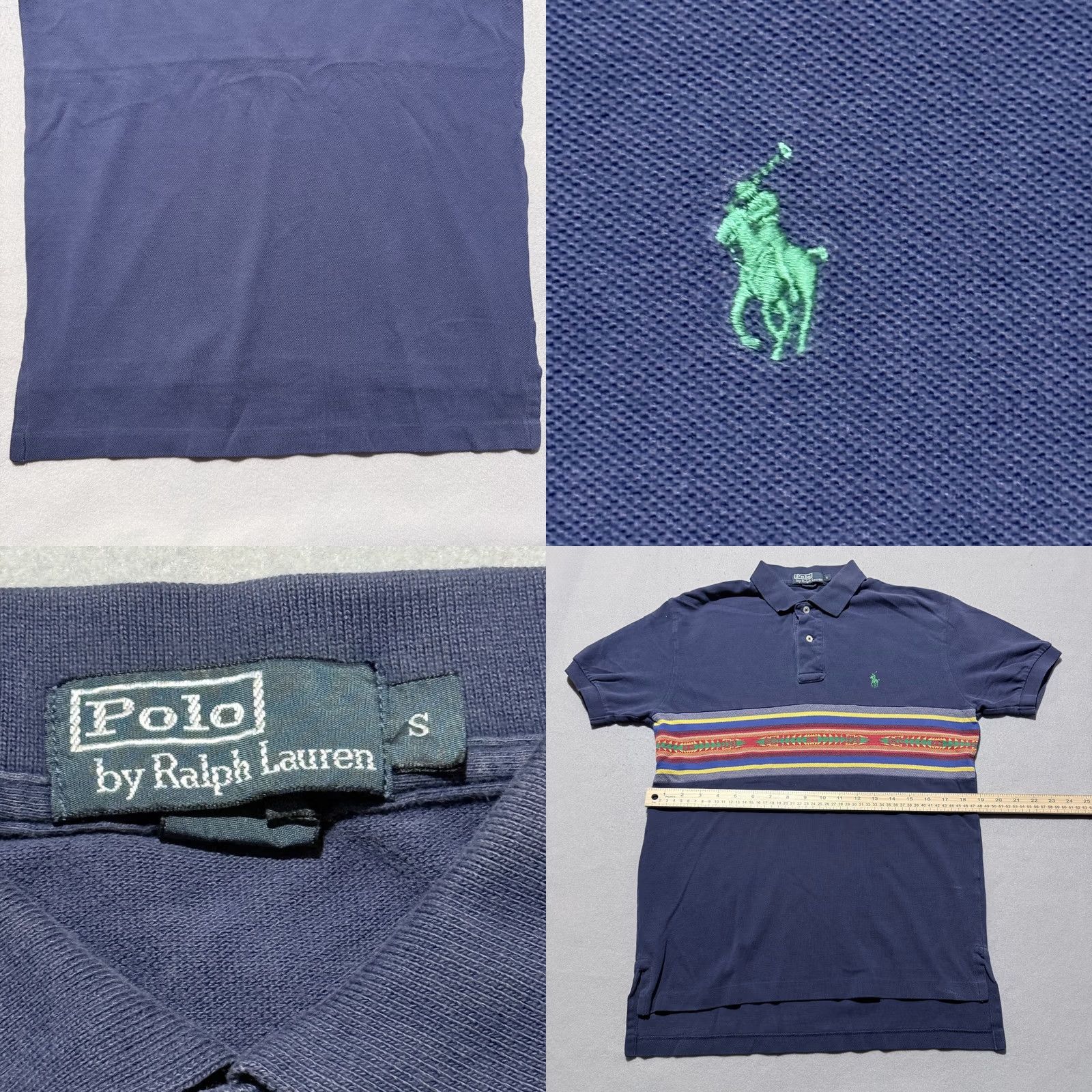 Ralph Lauren VINTAGE Ralph Lauren Polo Shirt Mens Navy Blue Aztec Stripe Short Sleeve Small Size US S / EU 44-46 / 1 - 8 Thumbnail