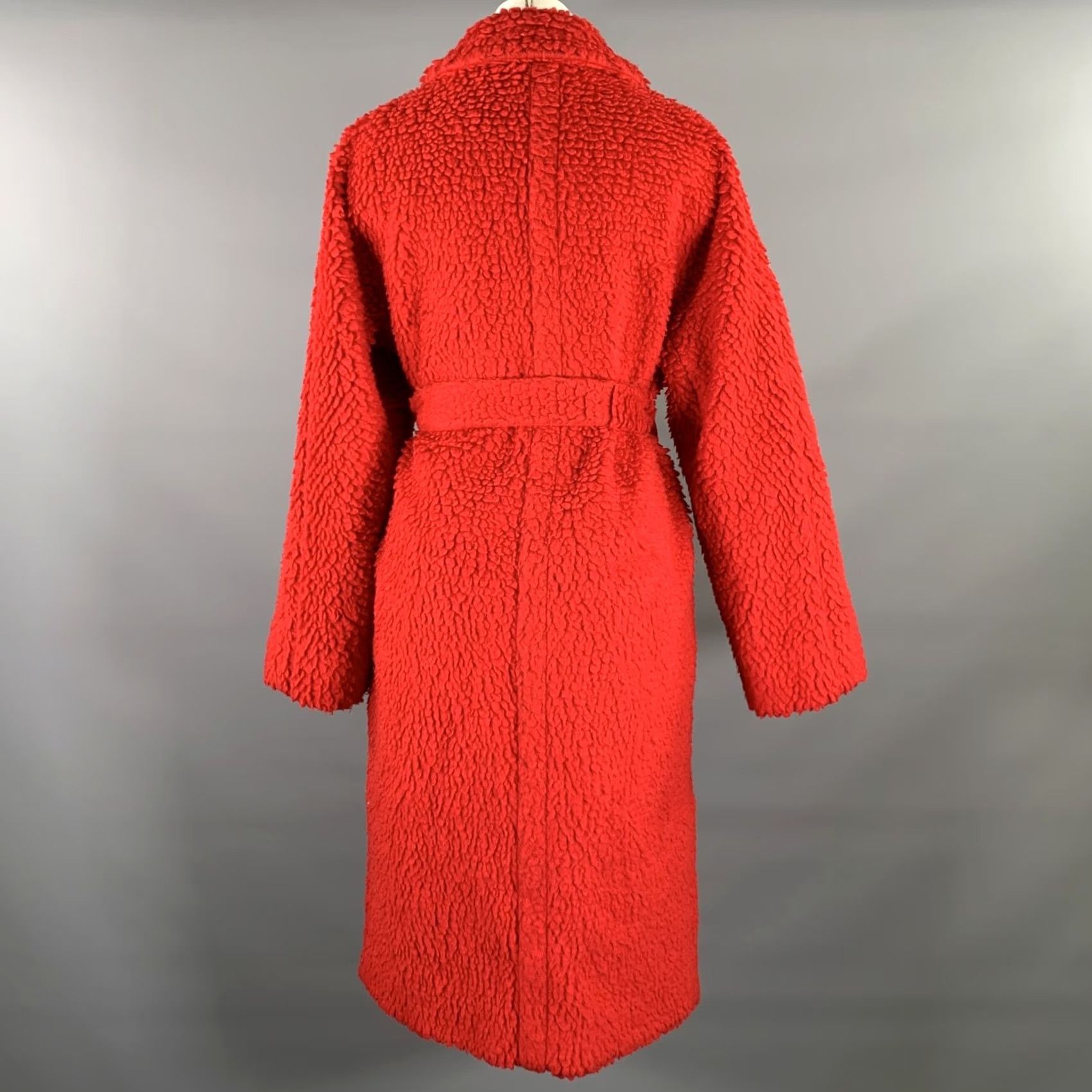 Stella McCartney STELLA McCARTNEY Coat Red Not Listed Textured Faux Fur Notch Lapel Size M Women Wool Italy Size M / US 6-8 / IT 42-44 - 3 Thumbnail