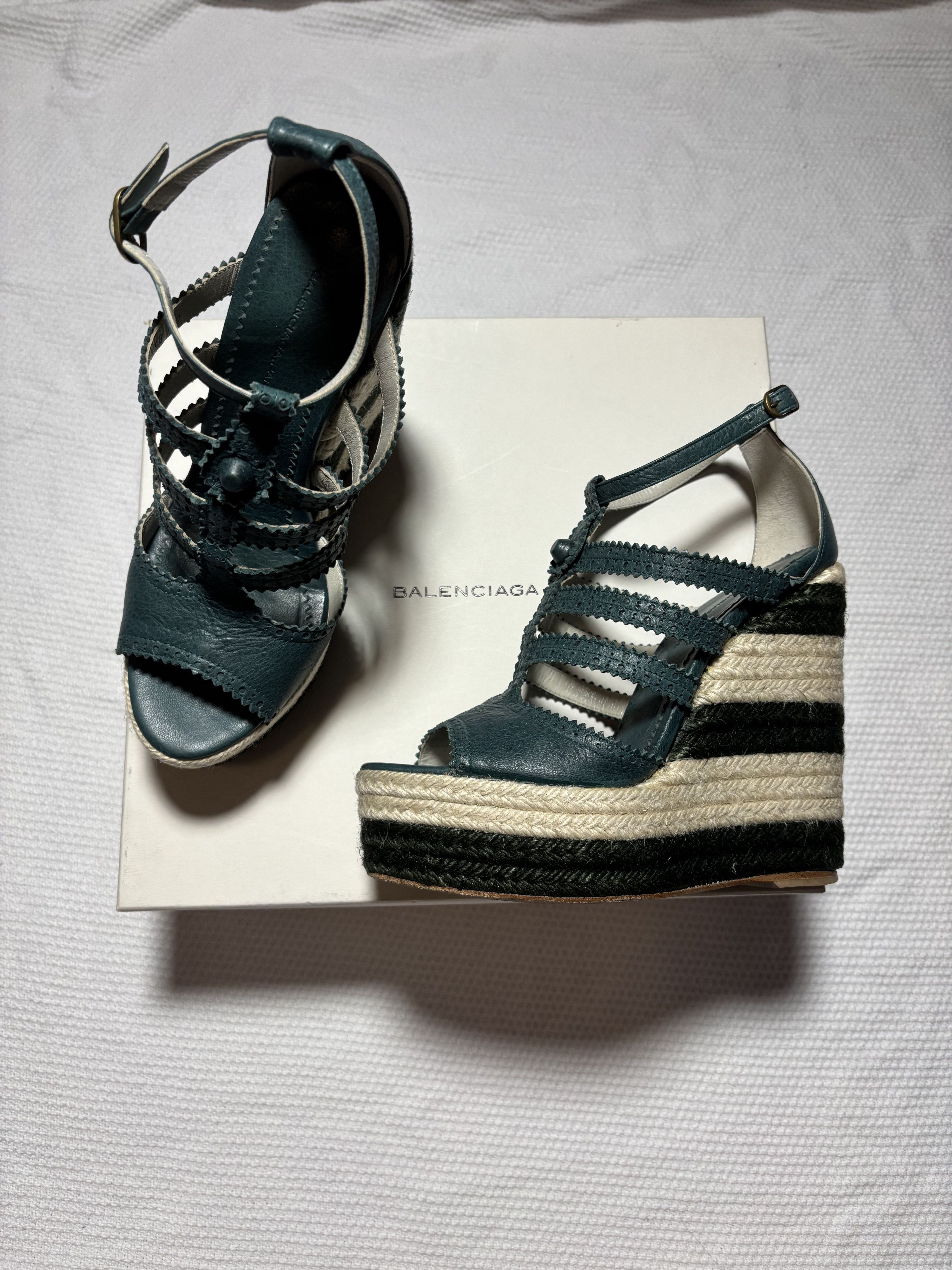 Balenciaga Balenciaga Green Wedge Heels Size US 7 / IT 37 - 1 Thumbnail