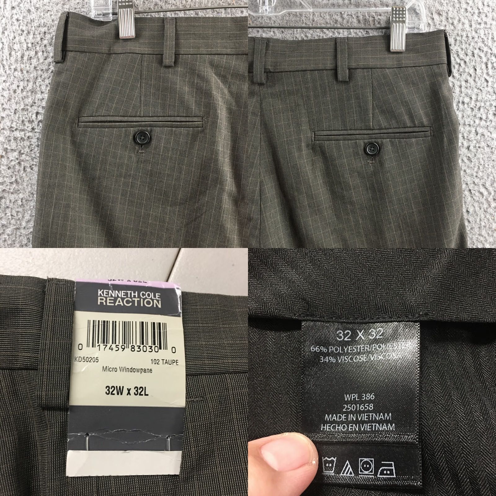 Kenneth Cole Kenneth Cole Reaction Trouser Dress Pants Mens 32x32 Taupe NEW - Regular, Taupe, Knee-High? Size US 32 / EU 48 - 9 Thumbnail