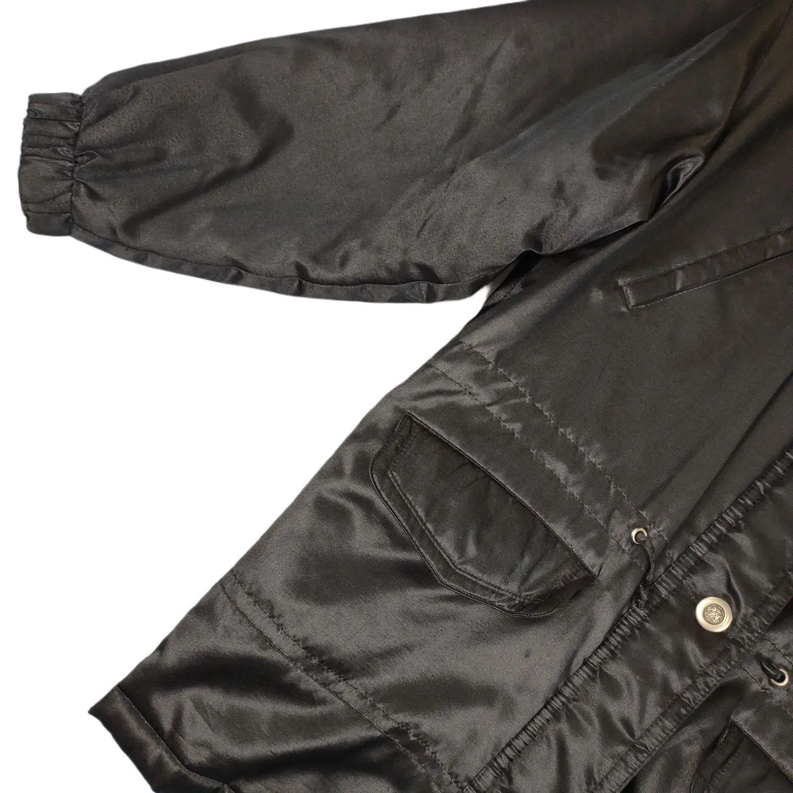 Vintage Y2K GALLERY Satin Faux Fur Hood Full Zip Quilted Jacket Size XS / US 0-2 / IT 36-38 - 6 Thumbnail