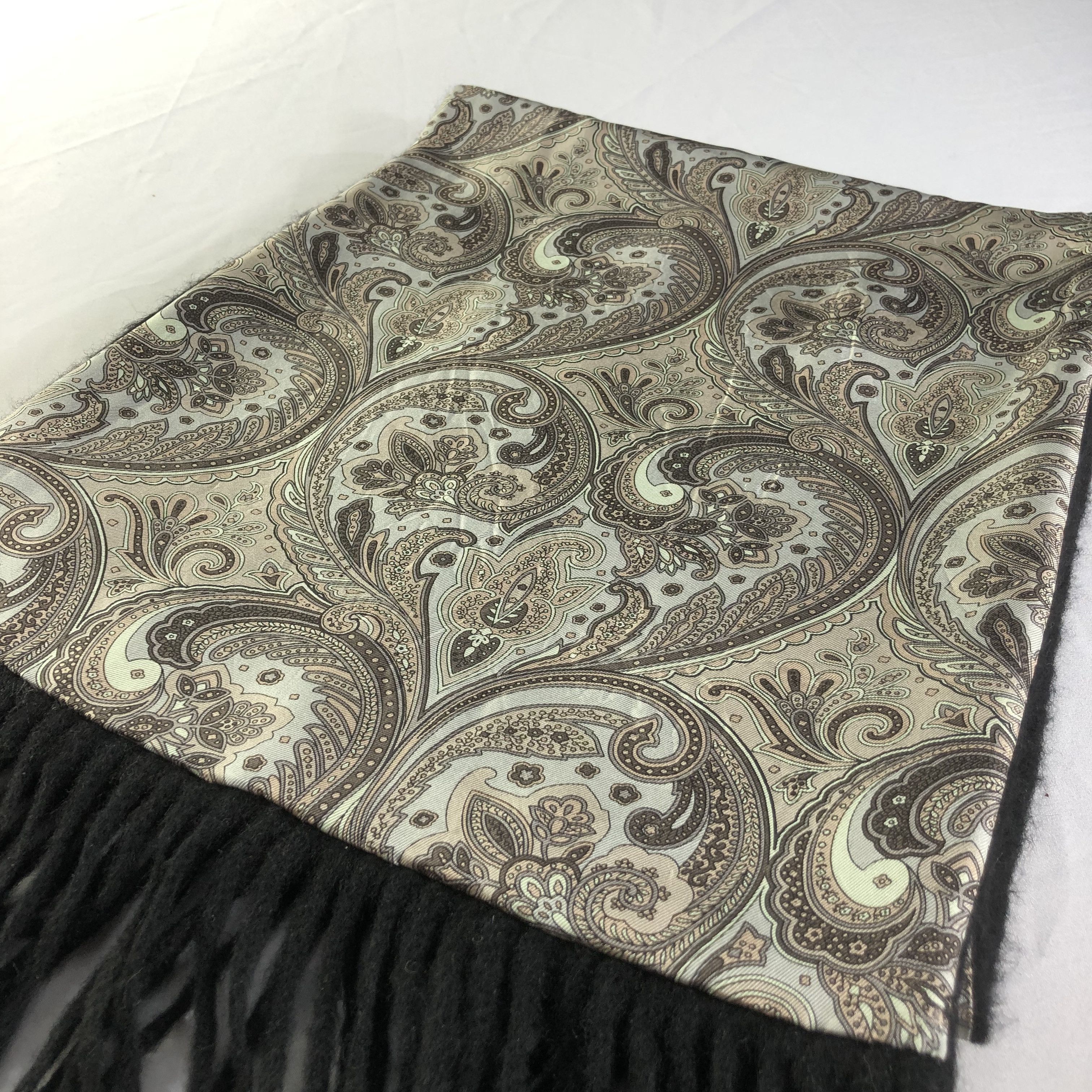 Japanese Brand Via Pontaccio Paisley Silk Cashmere Scarf Muffler V1690 Size ONE SIZE - 3 Thumbnail