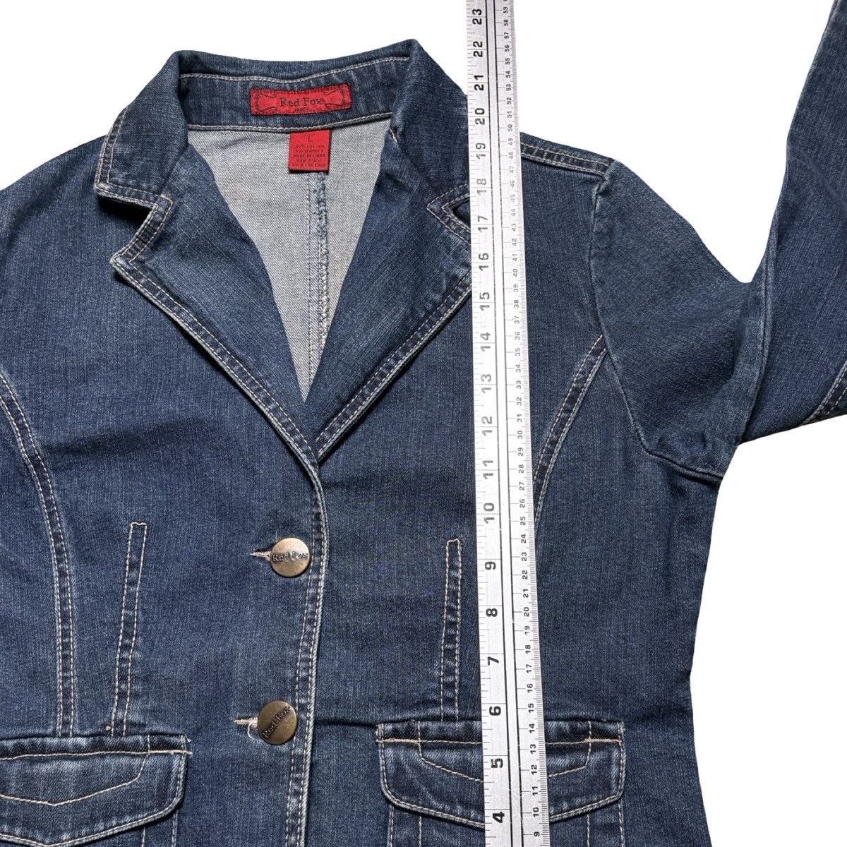 Other VTG Y2k Red Fox Denim Blazer Jacket Women's L Blue Dark wash Size L / US 10 / IT 46 - 4 Thumbnail