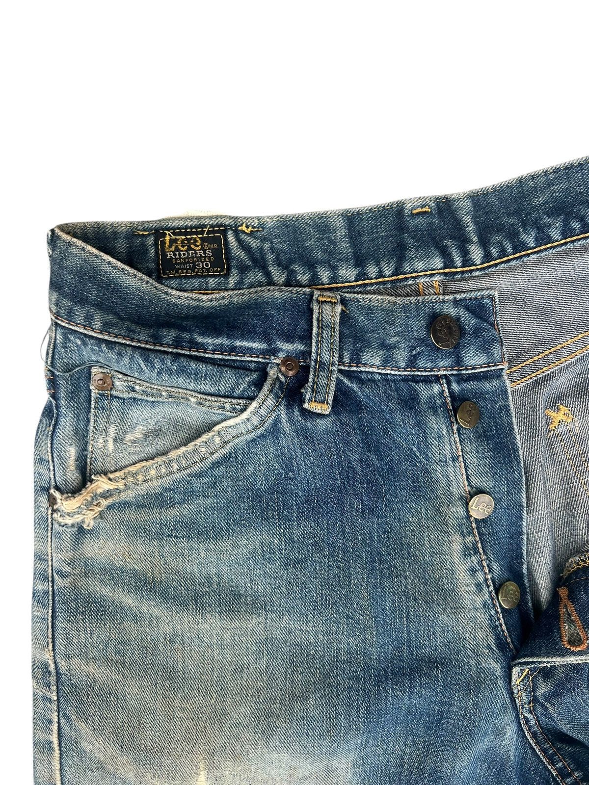 Lee Trashed Vintage Lee Ripped Dirty Mud Denim Selvedge Jeans Size US 30 / EU 46 - 5 Thumbnail