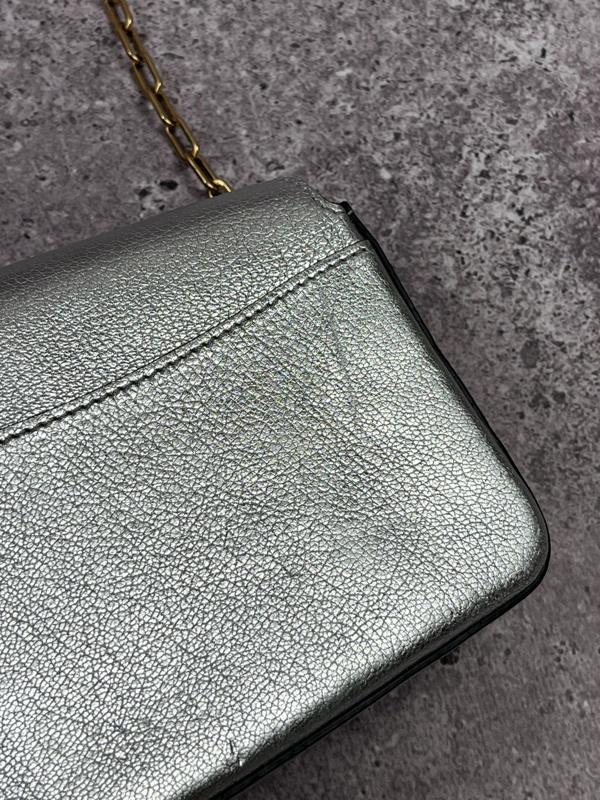 Burberry Metallic Silver D-Ring Leather Chain Small Shoulder Bag Size ONE SIZE - 7 Thumbnail