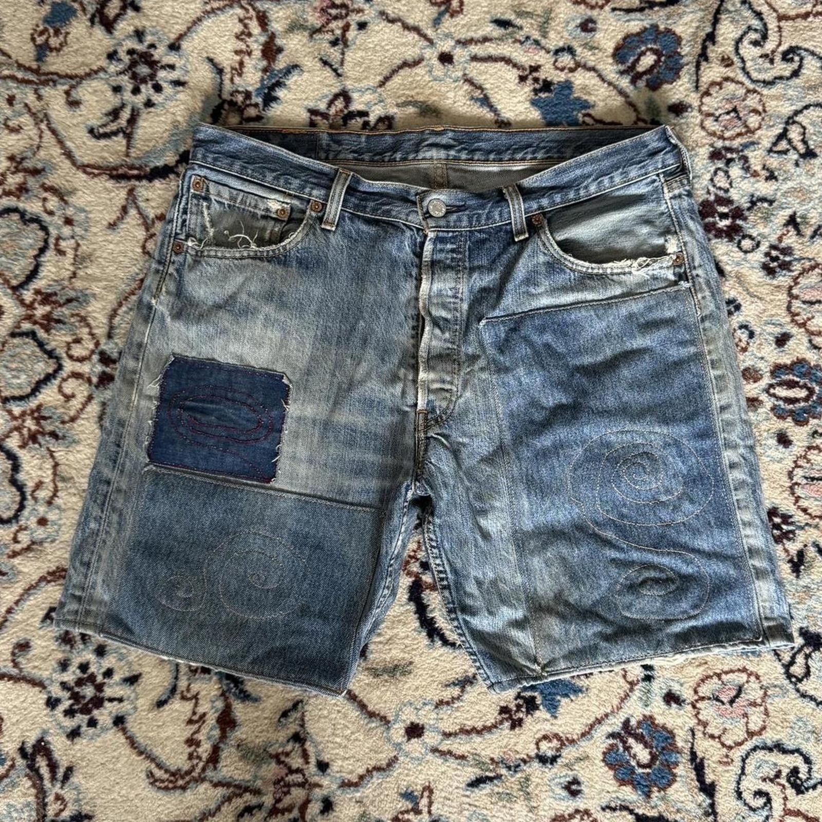 Levi's Patchwork Reworked Blue Levi’s Denim Shorts Size US 34 / EU 50 - 2 Thumbnail